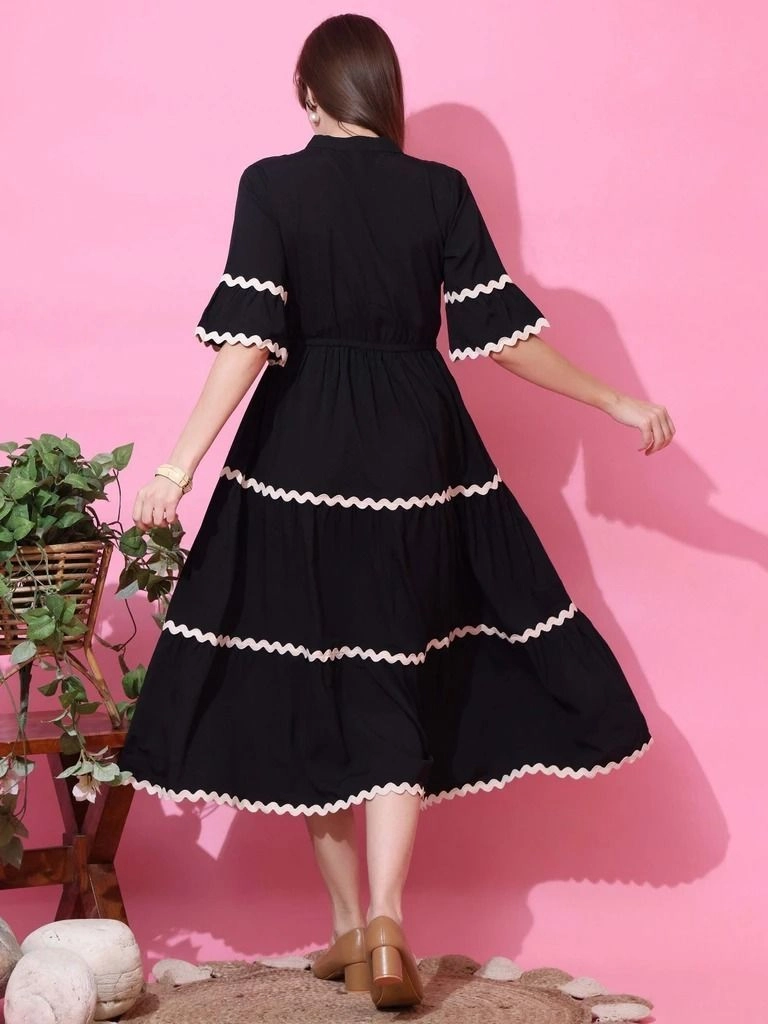 Anamika Women Fit and Flare Black Dress 4