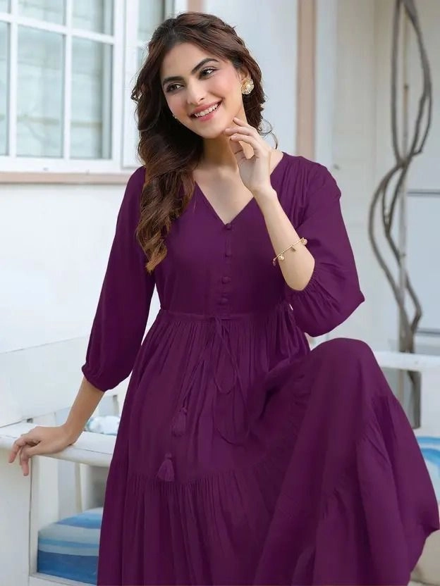 Women Fit and Flare Purple Dress 1