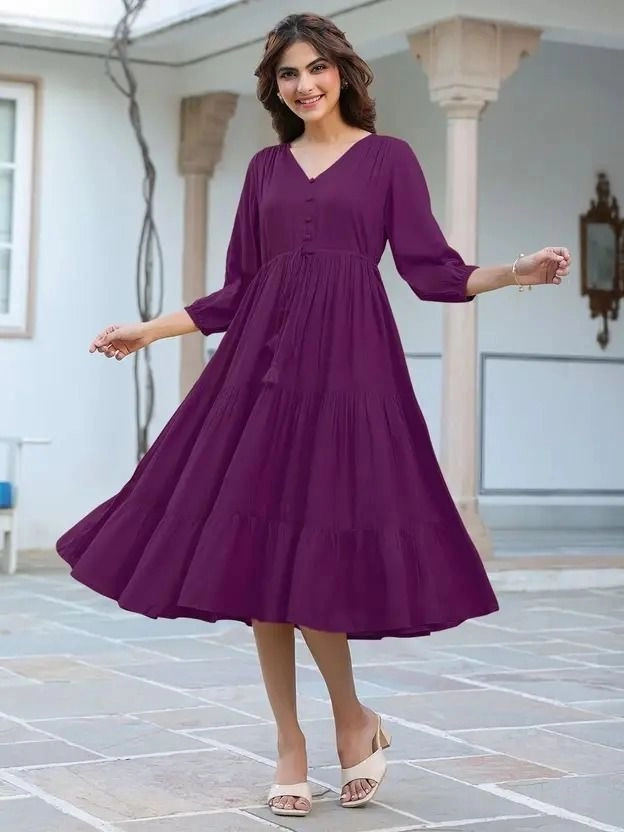 Women Fit and Flare Purple Dress 2