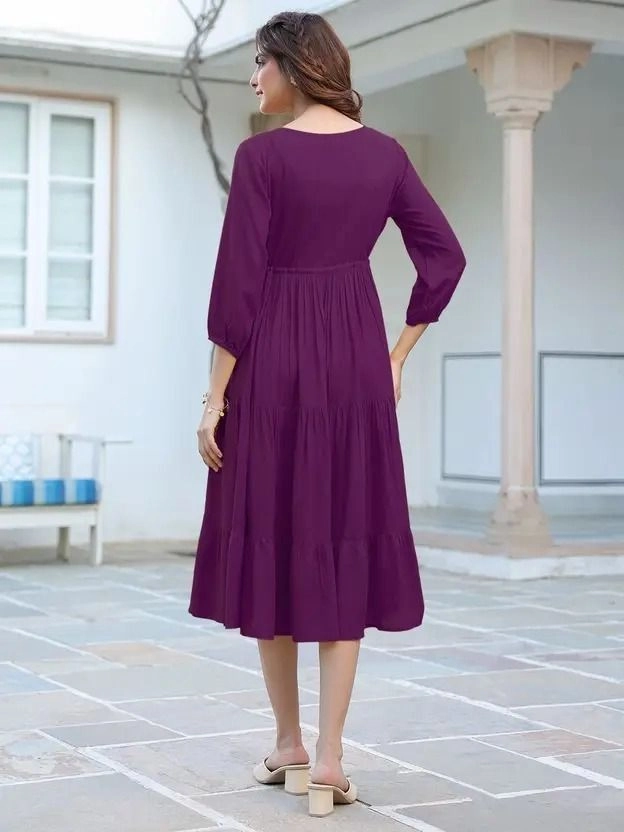 Women Fit and Flare Purple Dress 4