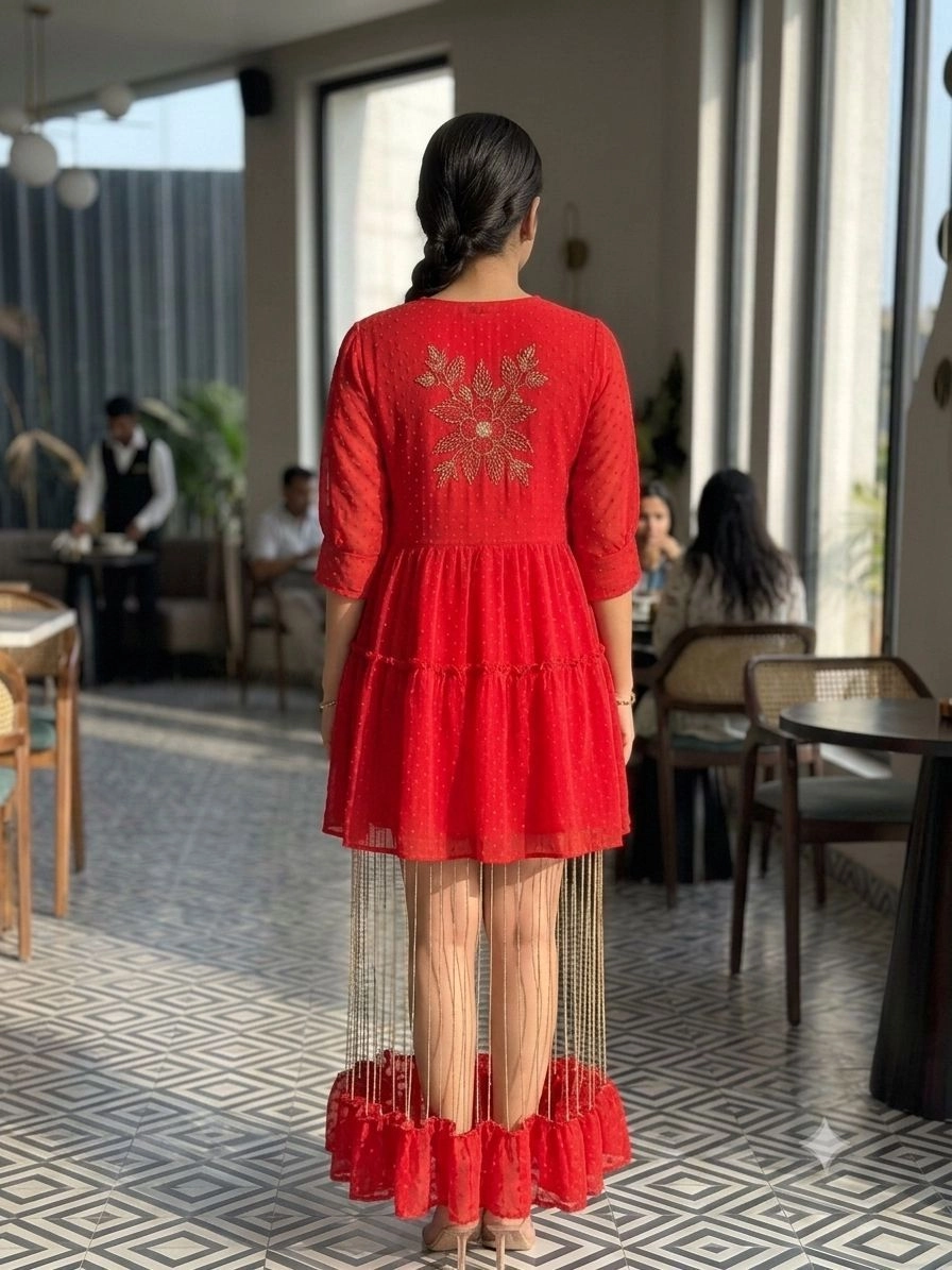 Aqil Women's Fox Georgette Embroidery Luxury Dress 3