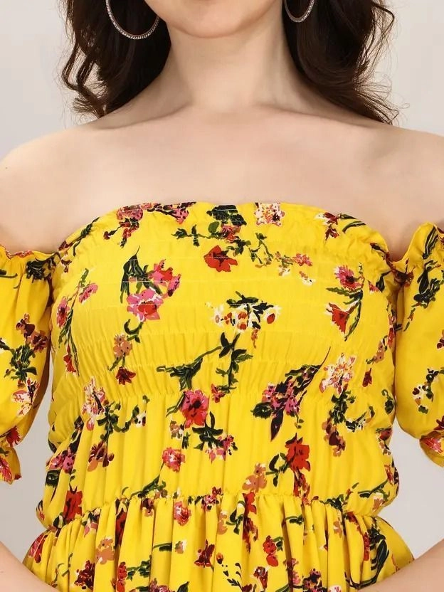 Women's Ruffled Yellow Maxi/Full length Dress 5