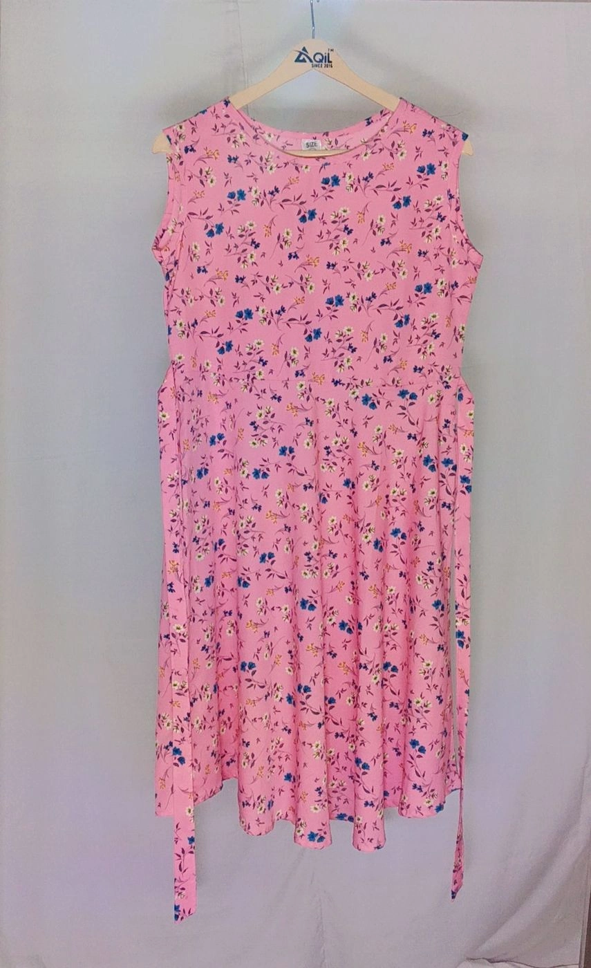 Aqil Charming Pink Floral Midi Dress 5