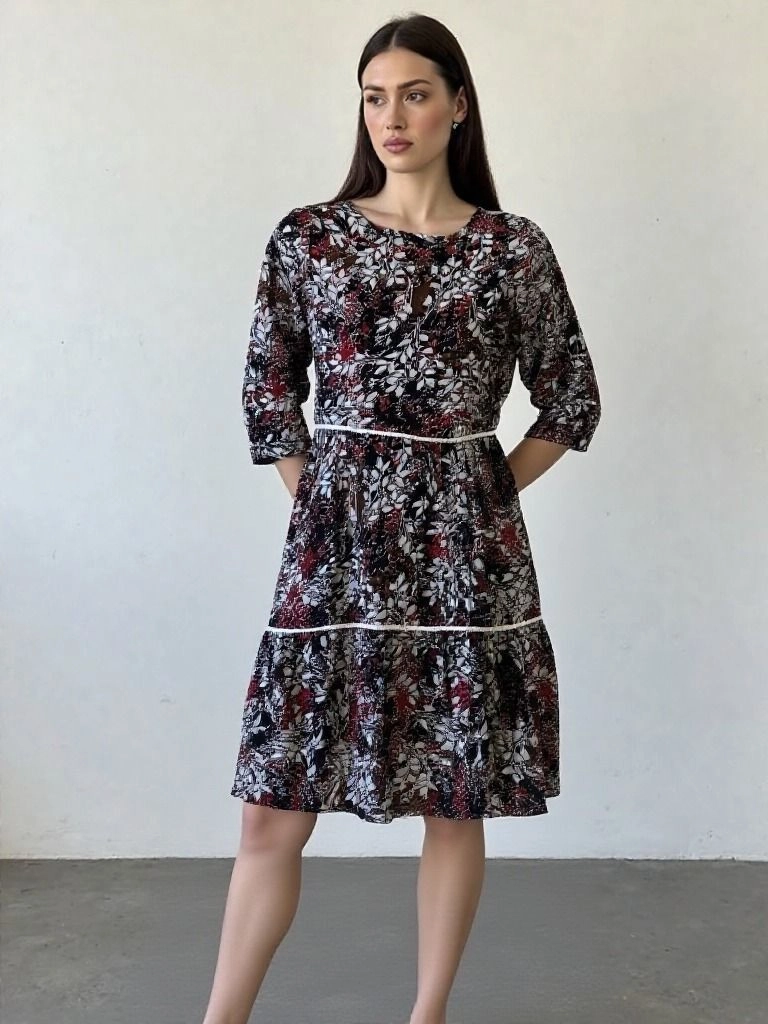 Aqil Elegant Floral Tiered Dress 3
