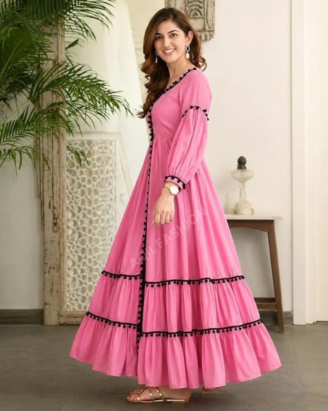 Aqil Women Tranding Rayon pink Dress 2