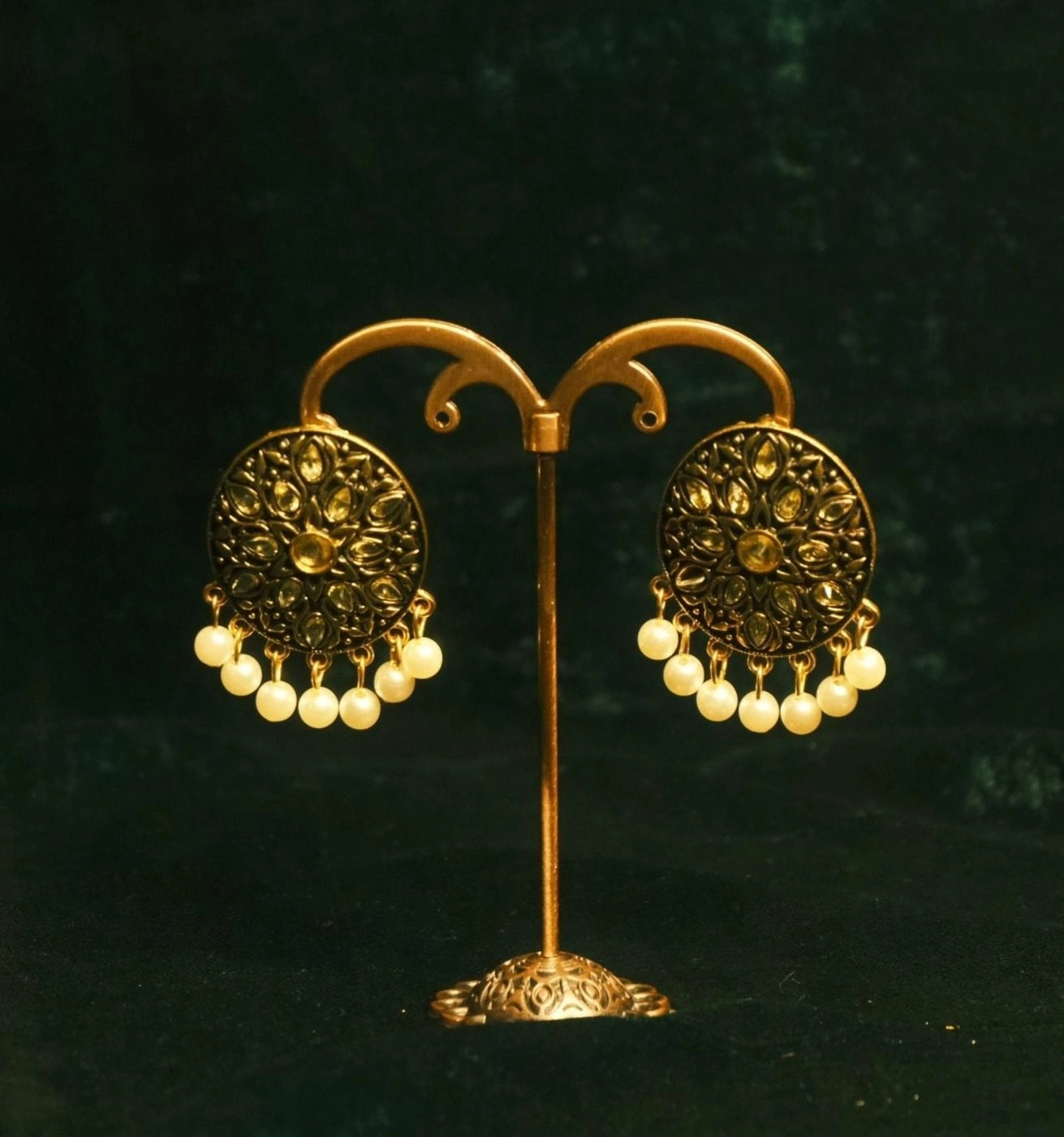 Green Medallion Earring