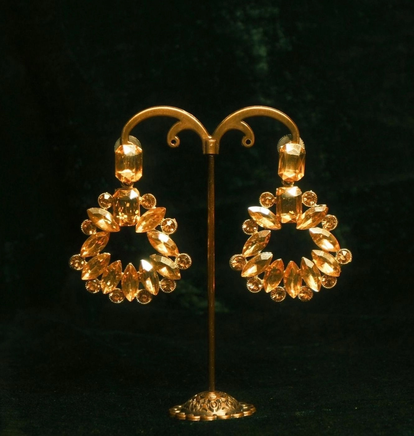 Amber Crystal Hoops