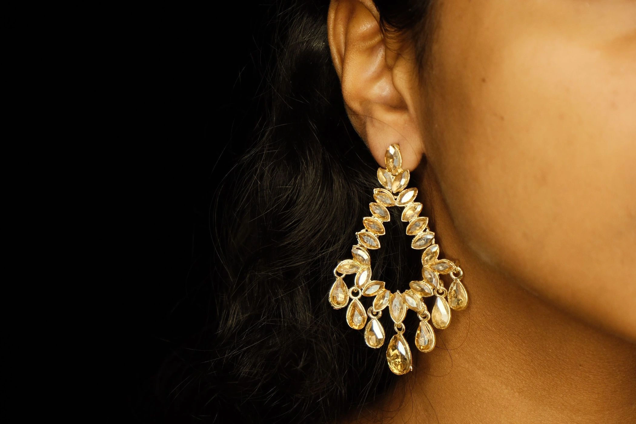 Crystal Leaf Earring
