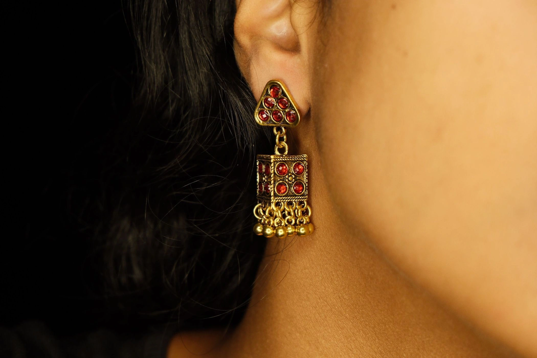 Ruby Geometric Earring 2