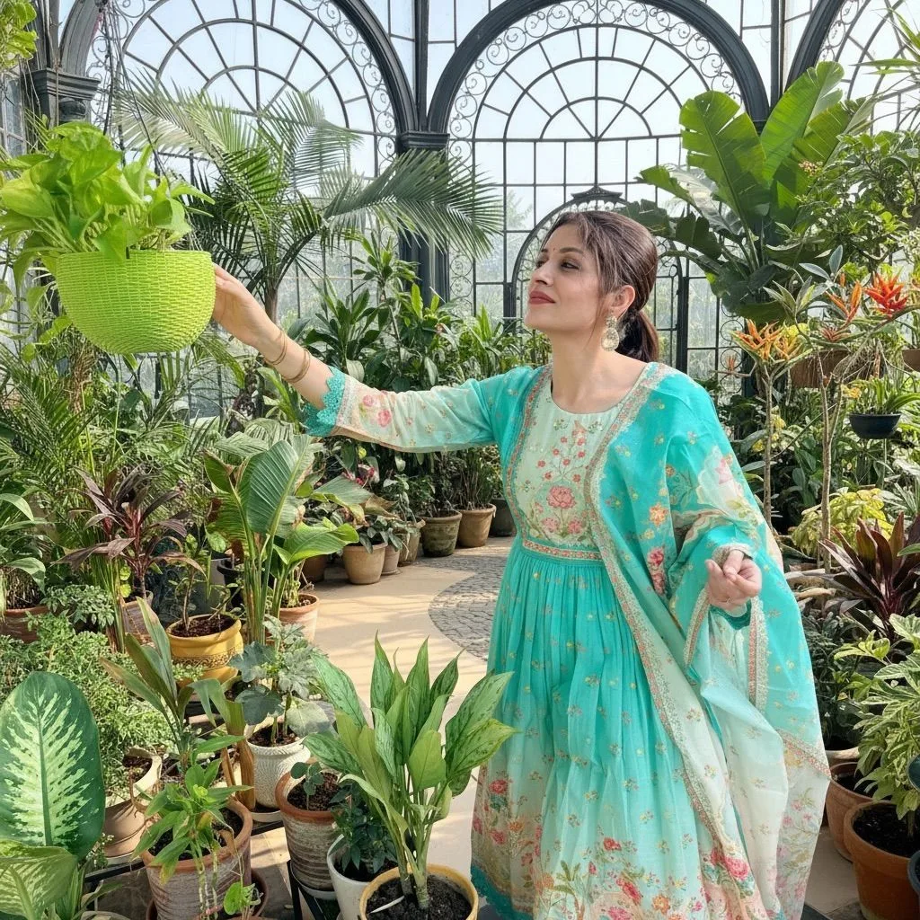 Aqua Floral Printed cotton suit set with dupatta 1