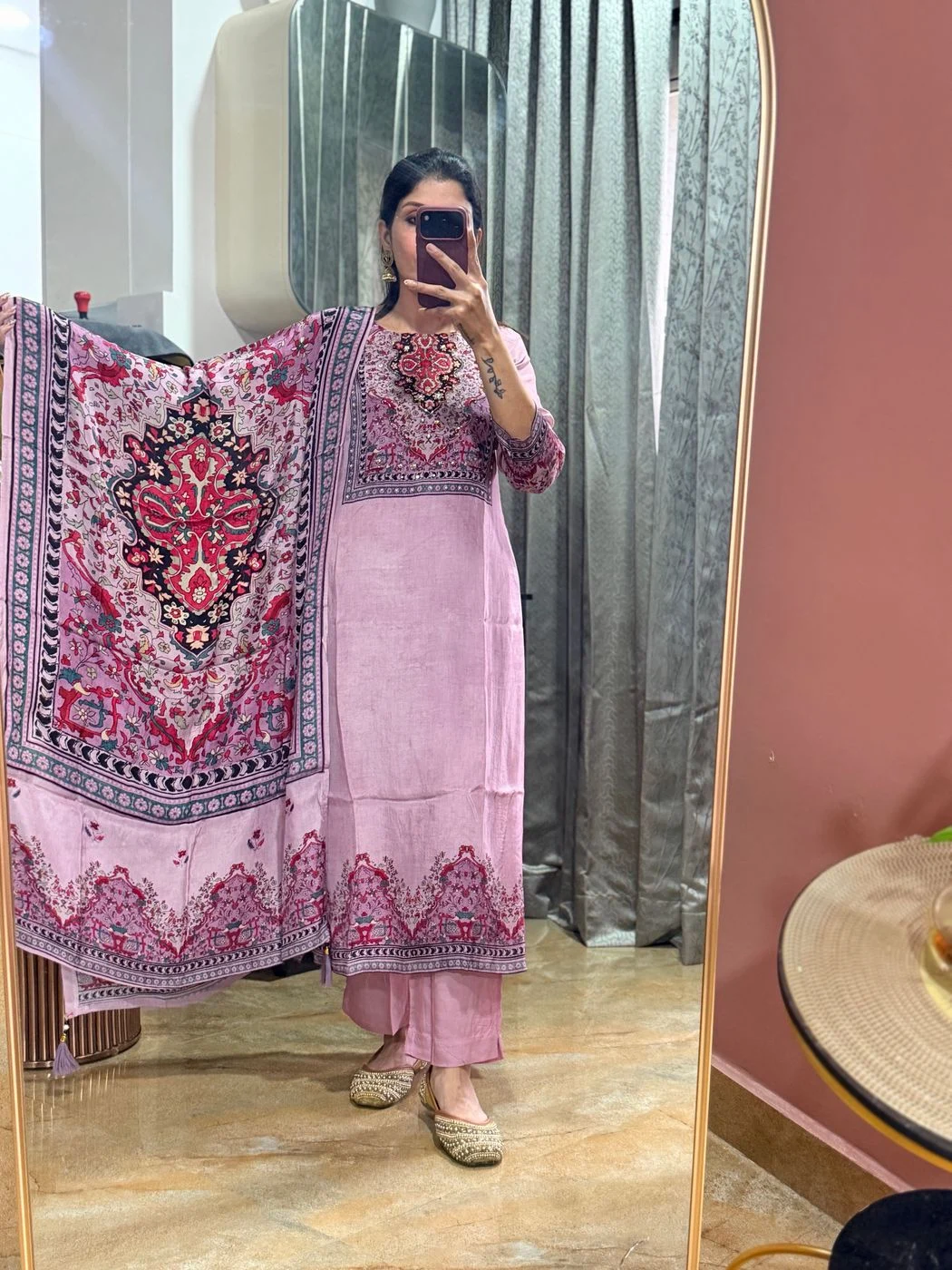 Premium Pink Printed Kurta Set with Designer Dupatta 1