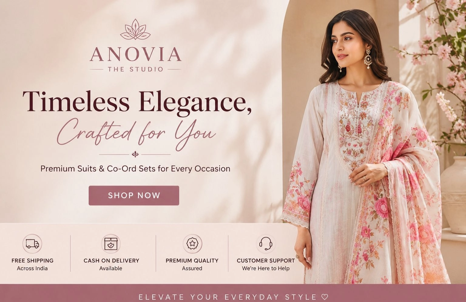 🌷 Welcome to Anovia the Studio

At Anovia the Studio, we bring you thoughtfully curated ethnic wear that blends elegance, comfort, and timeless style. Every outfit is selected to make you feel confident, beautiful, and effortlessly stylish.