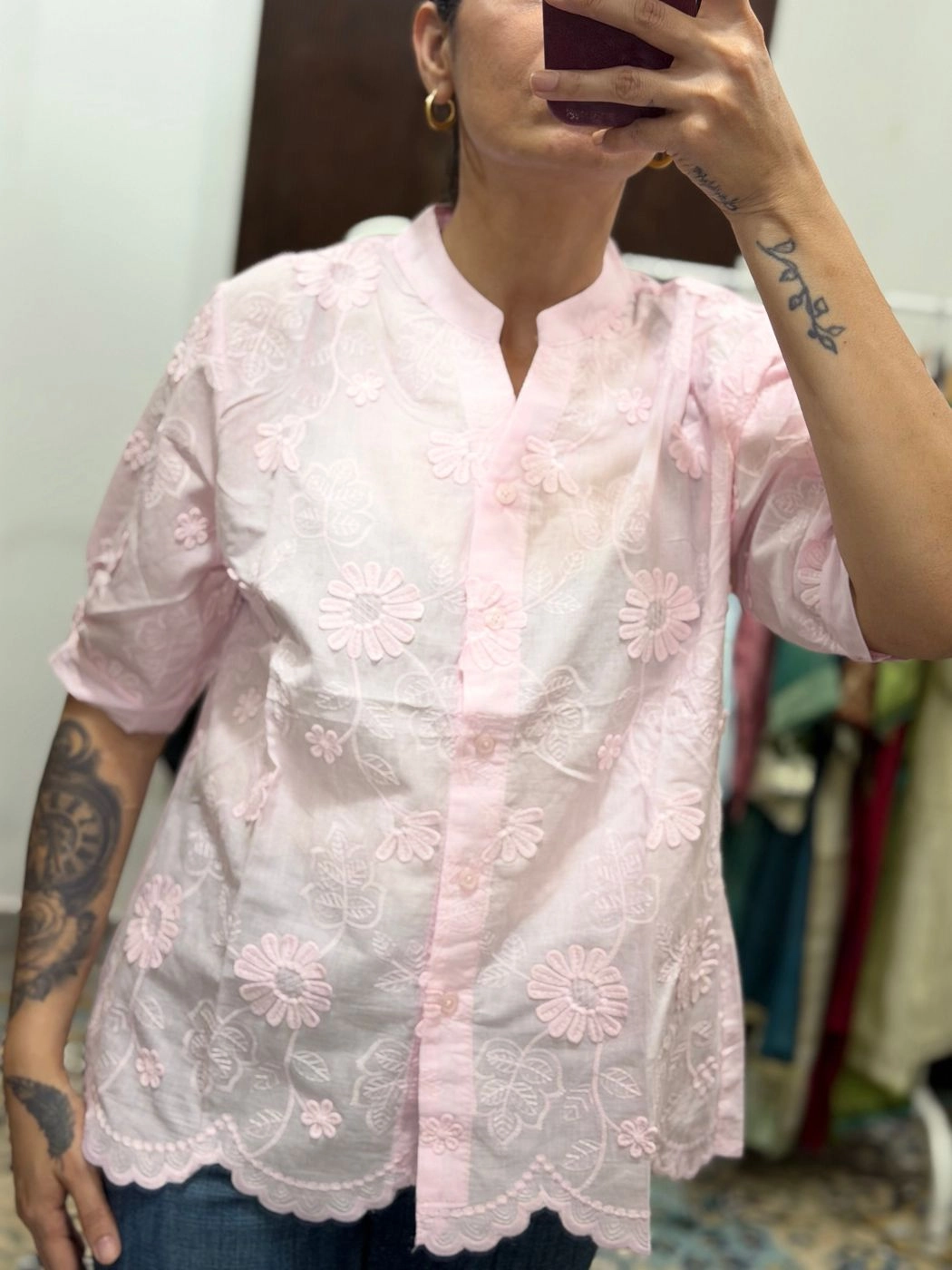 Multicolor Cotton Shirt With Embroidery 1