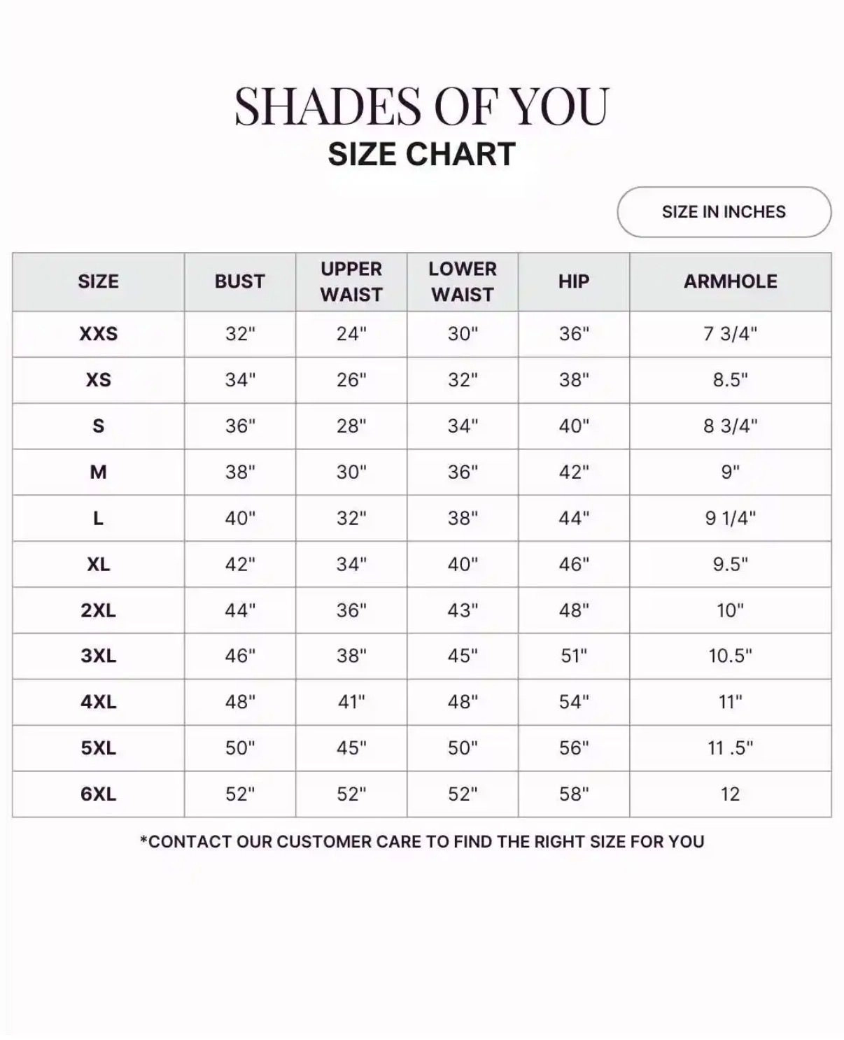 Size chart