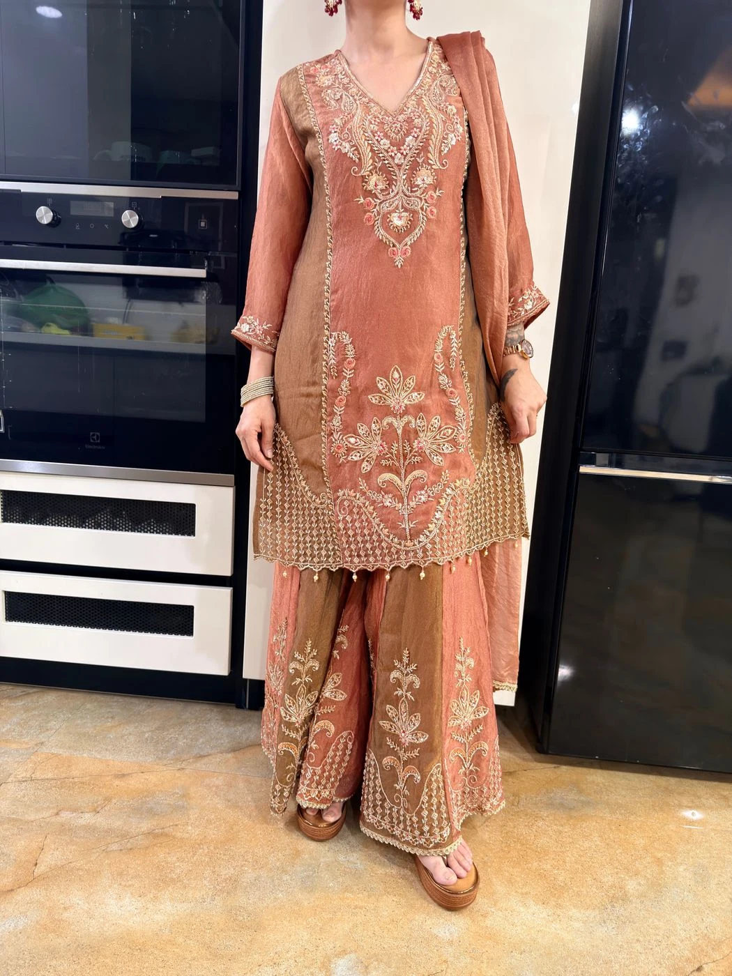 Two-Tone Embroidered Sharara Set 1