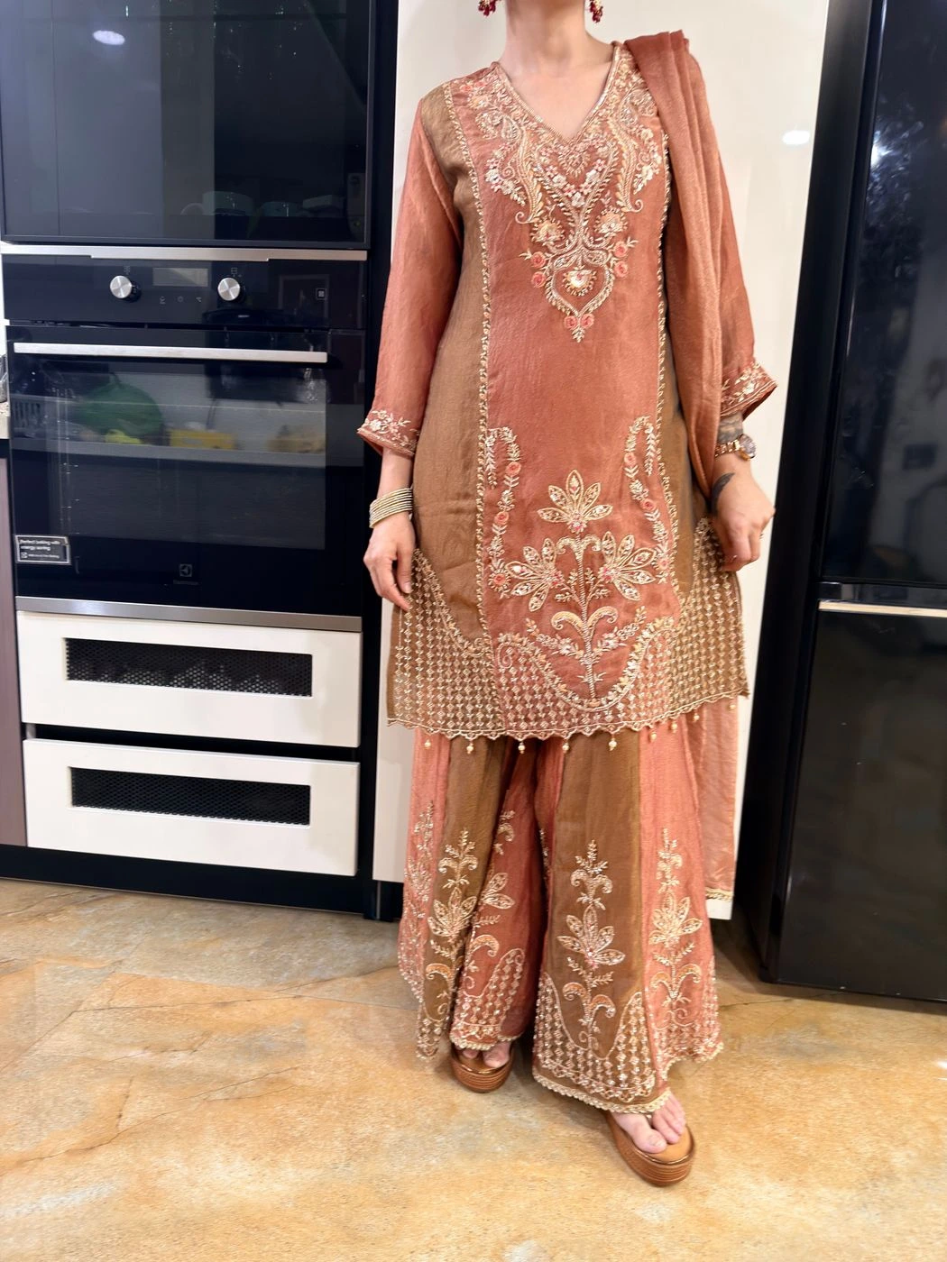 Two-Tone Embroidered Sharara Set 3