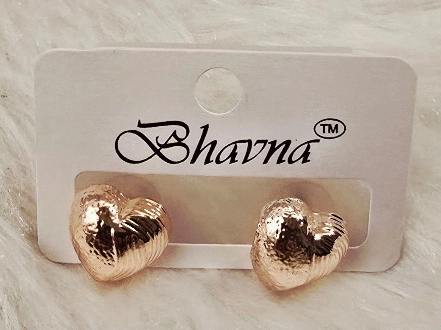 Textured Heart Stud Earrings