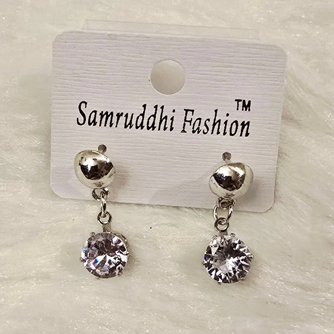 Silver-Toned Plain Bell Stud Crystal Drop