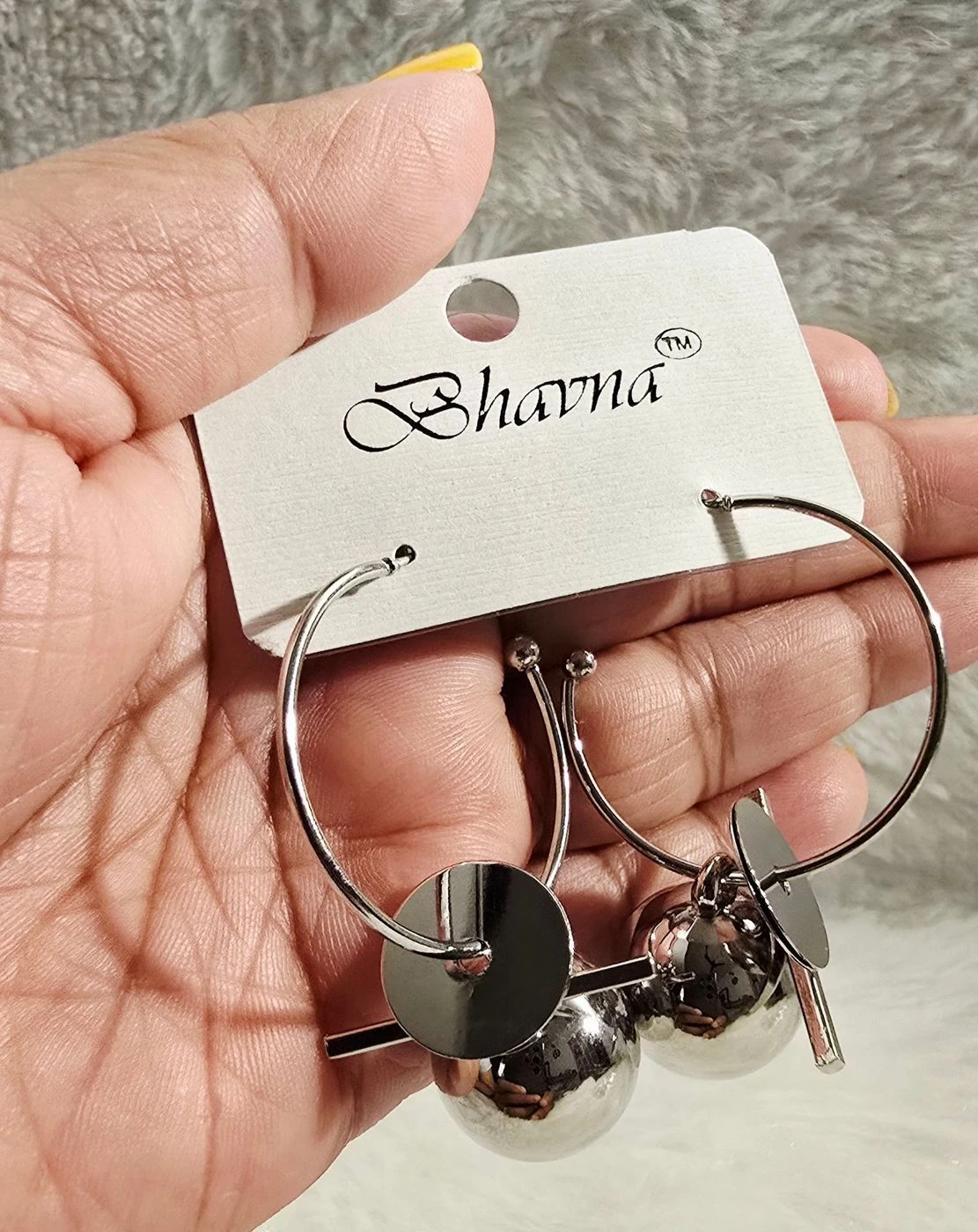 Silver Ball Hoop Earrings