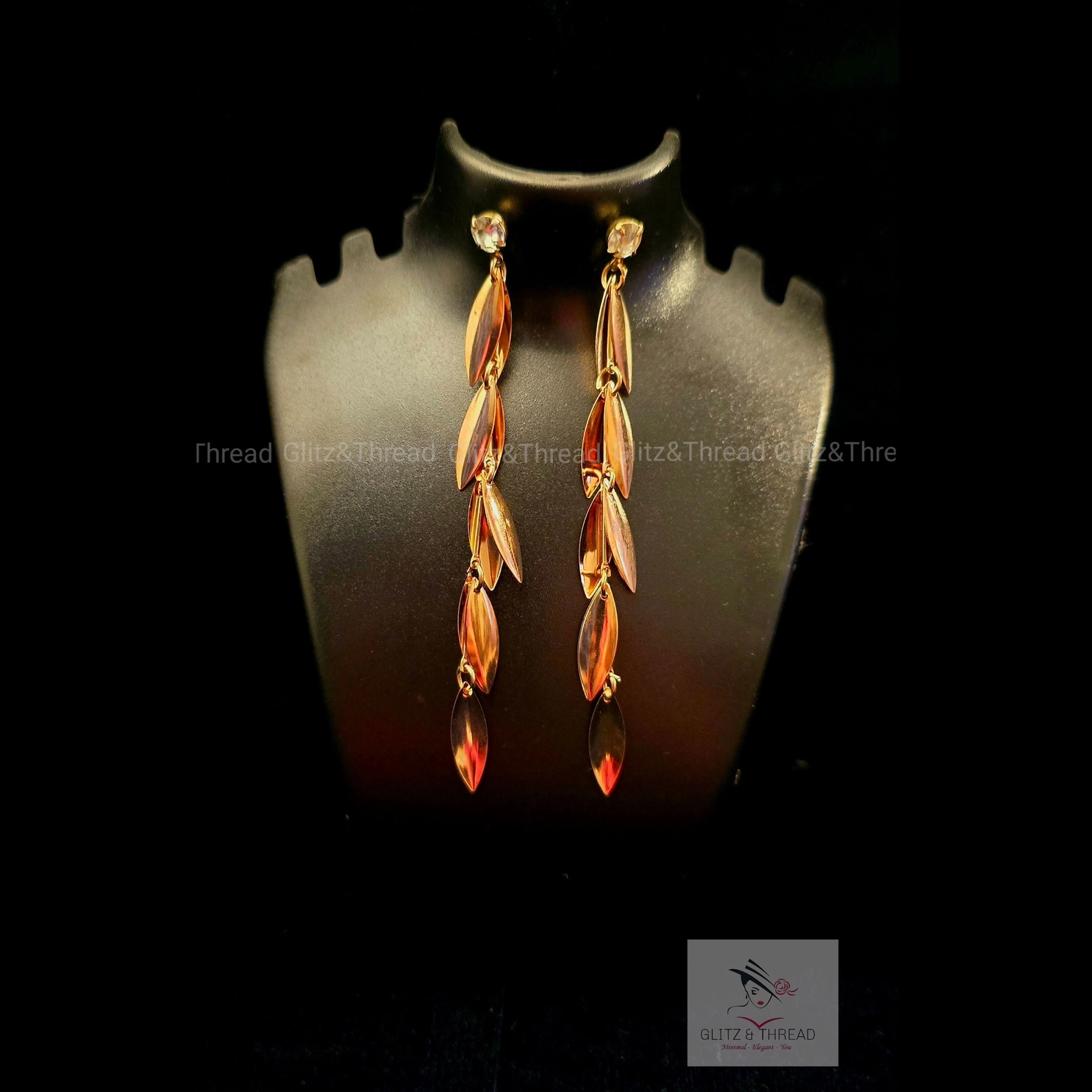Golden Leaf Dangle Earrings