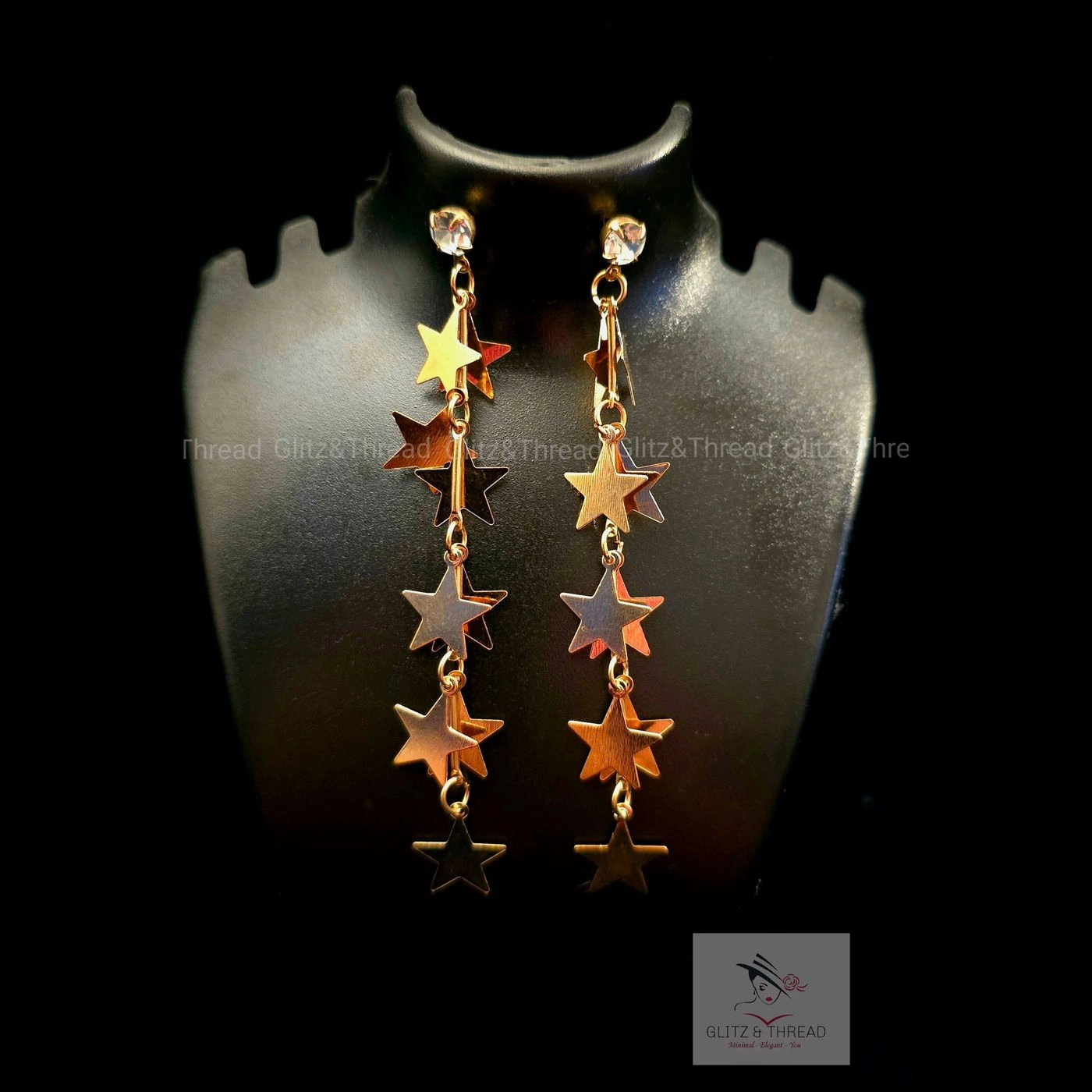 Golden Star Dangle Earrings