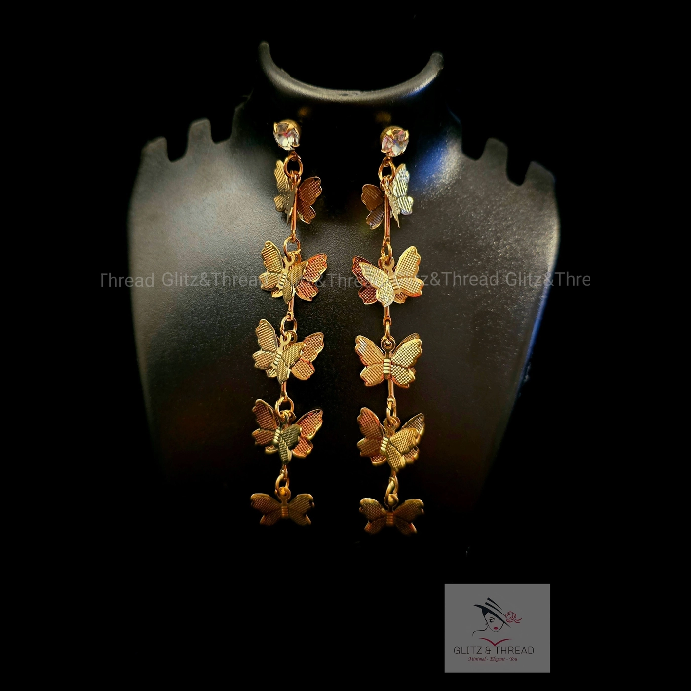 Golden Butterfly Dangle Earrings