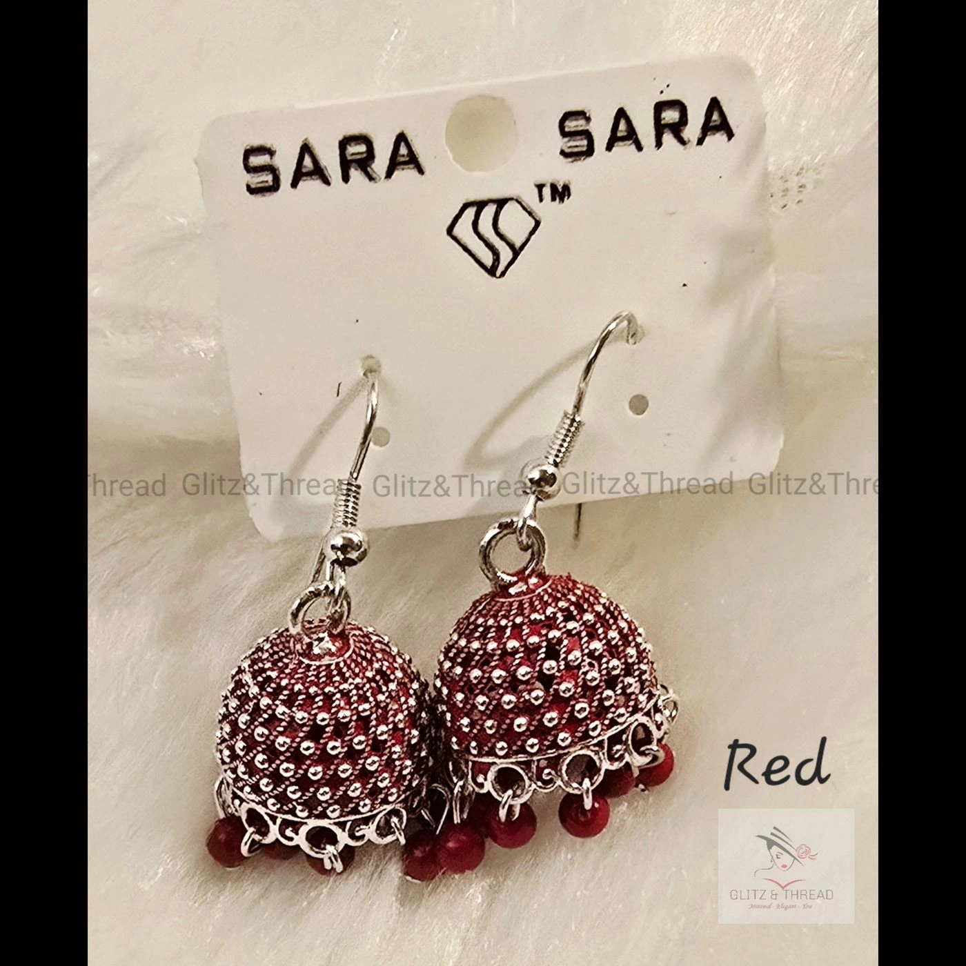 Red Jhumka Earrings