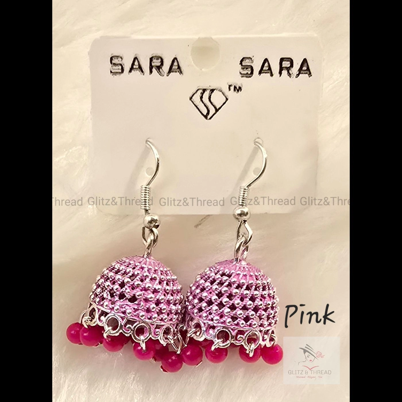 Pink Jhumka Earrings