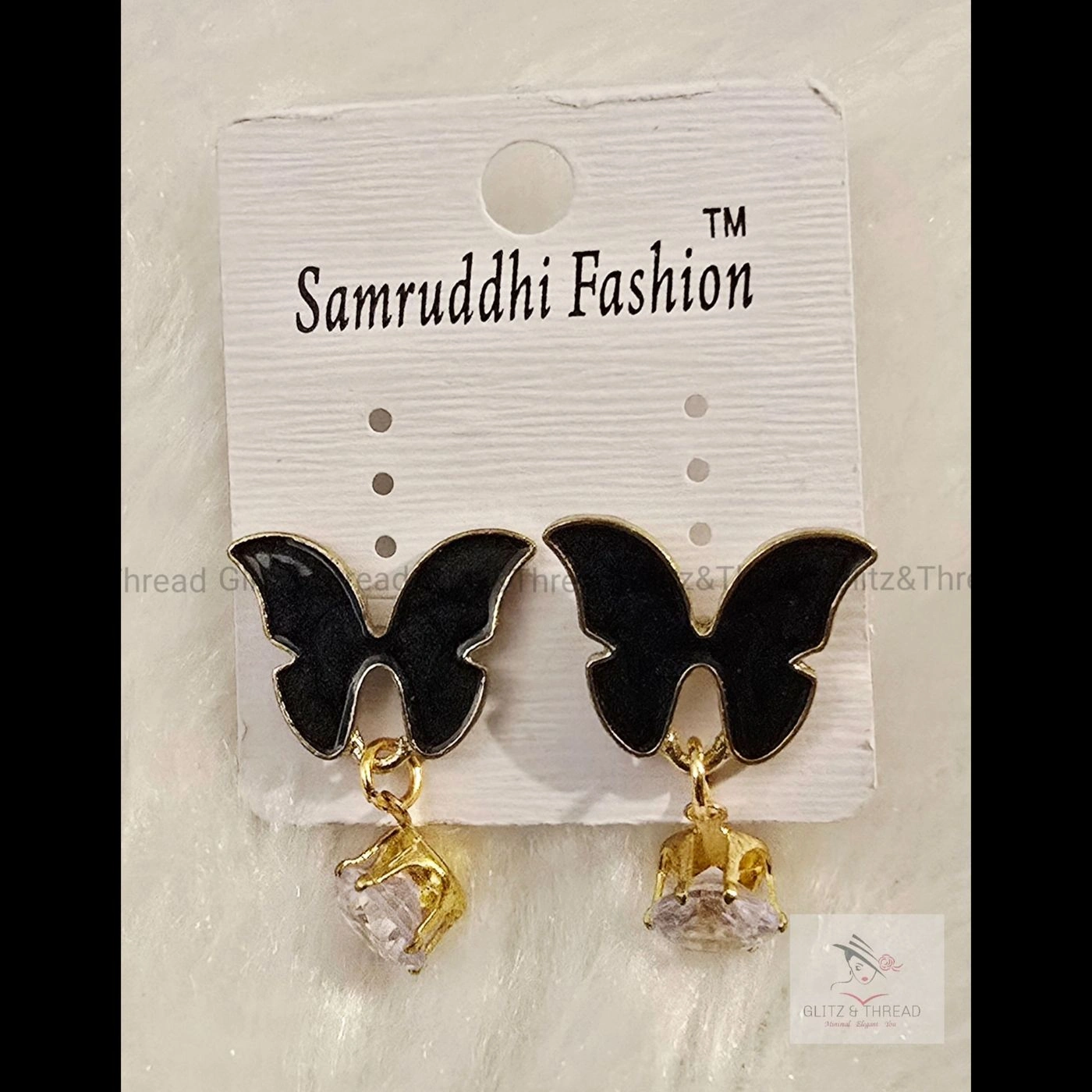 Butterfly Drop Earrings With Stone Accent