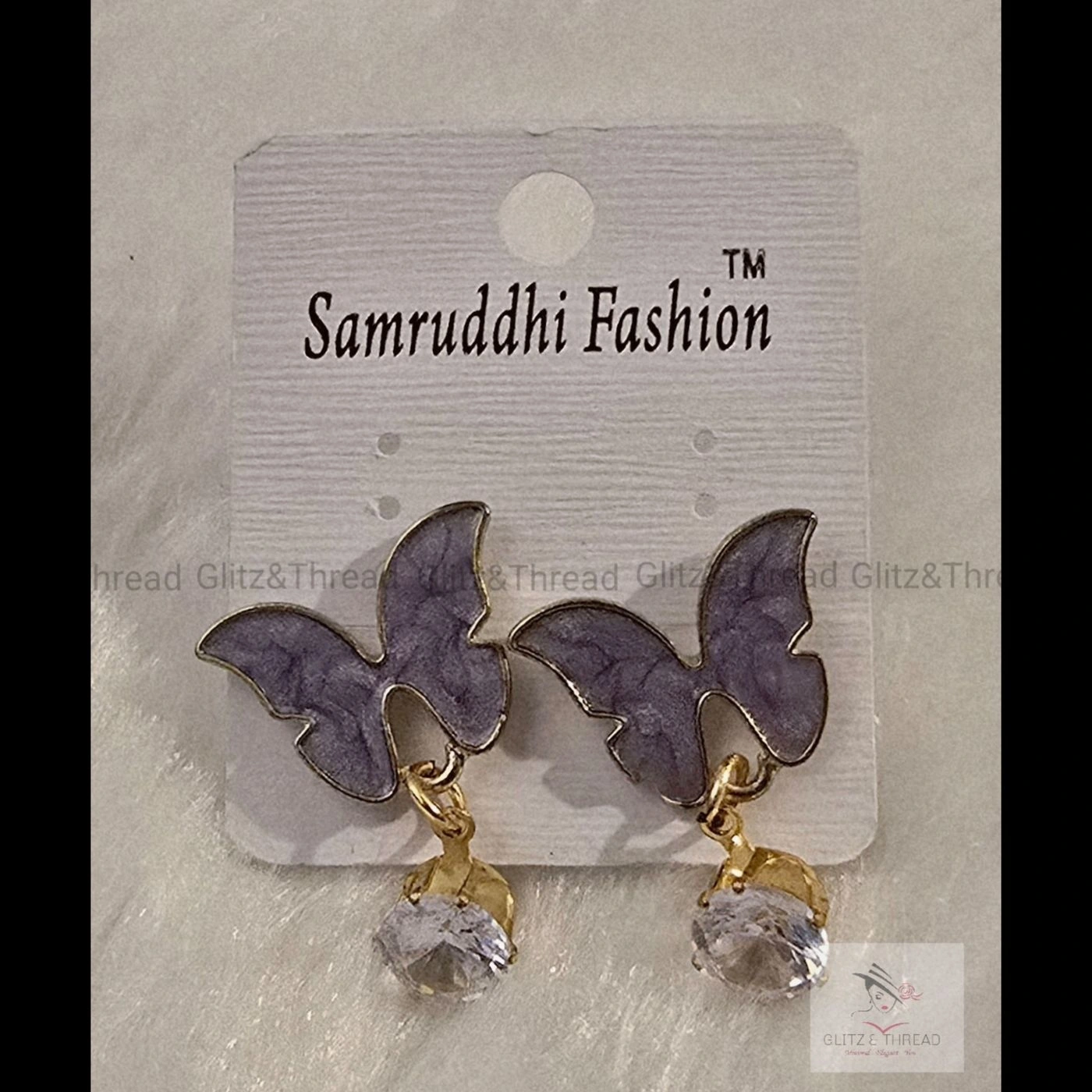 Butterfly Drop Earrings With Stone Accent