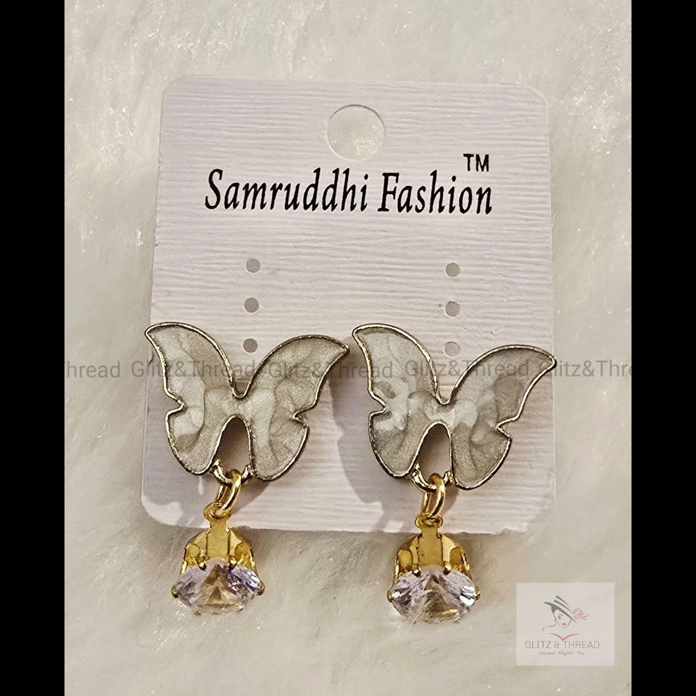 Butterfly Drop Earrings With Stone Accent