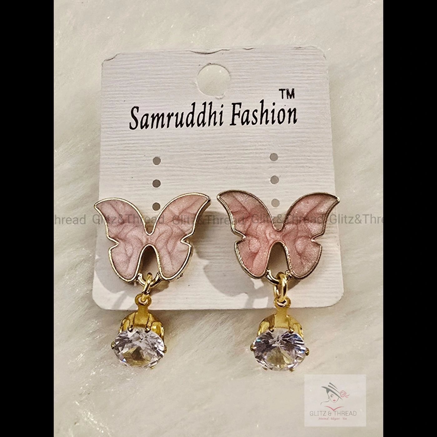 Butterfly Drop Earrings With Stone Accent