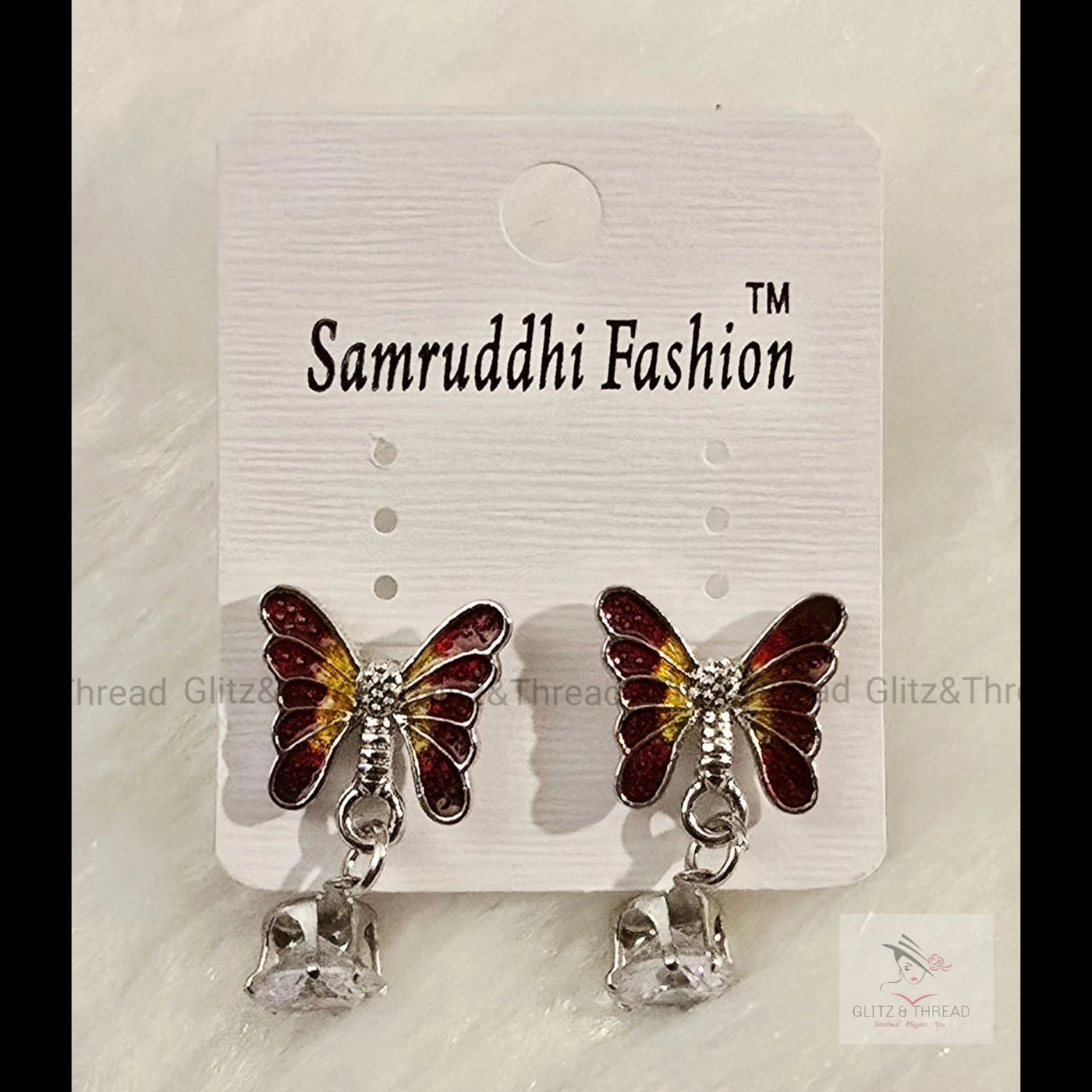 Butterfly Drop Earrings With Stone Accent