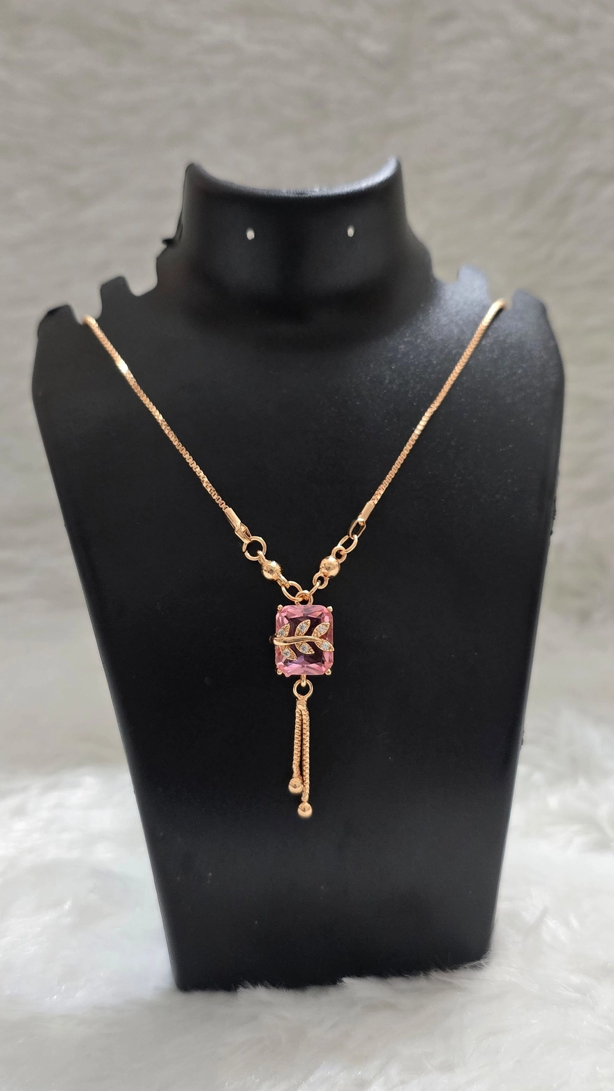 Rosé Bloom Crystal Drop Necklace 🌸✨ 1