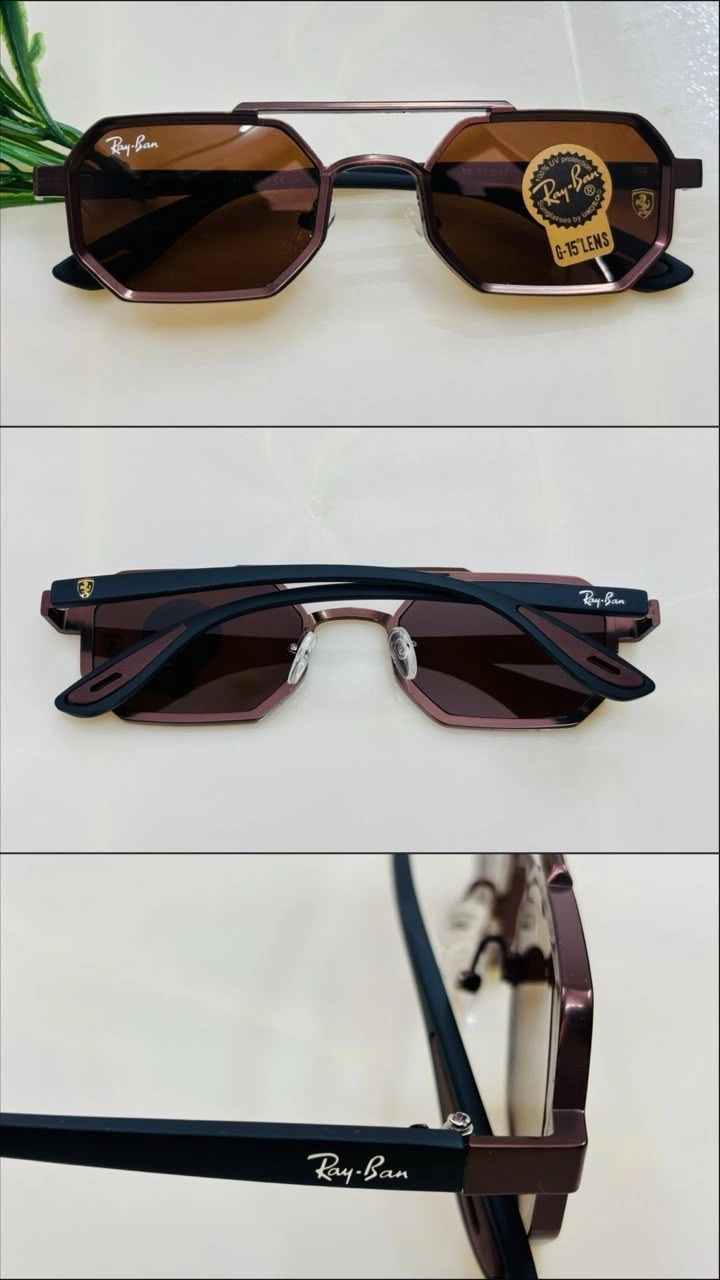 Tickkart R Ban Brown hex shape sunglass 1