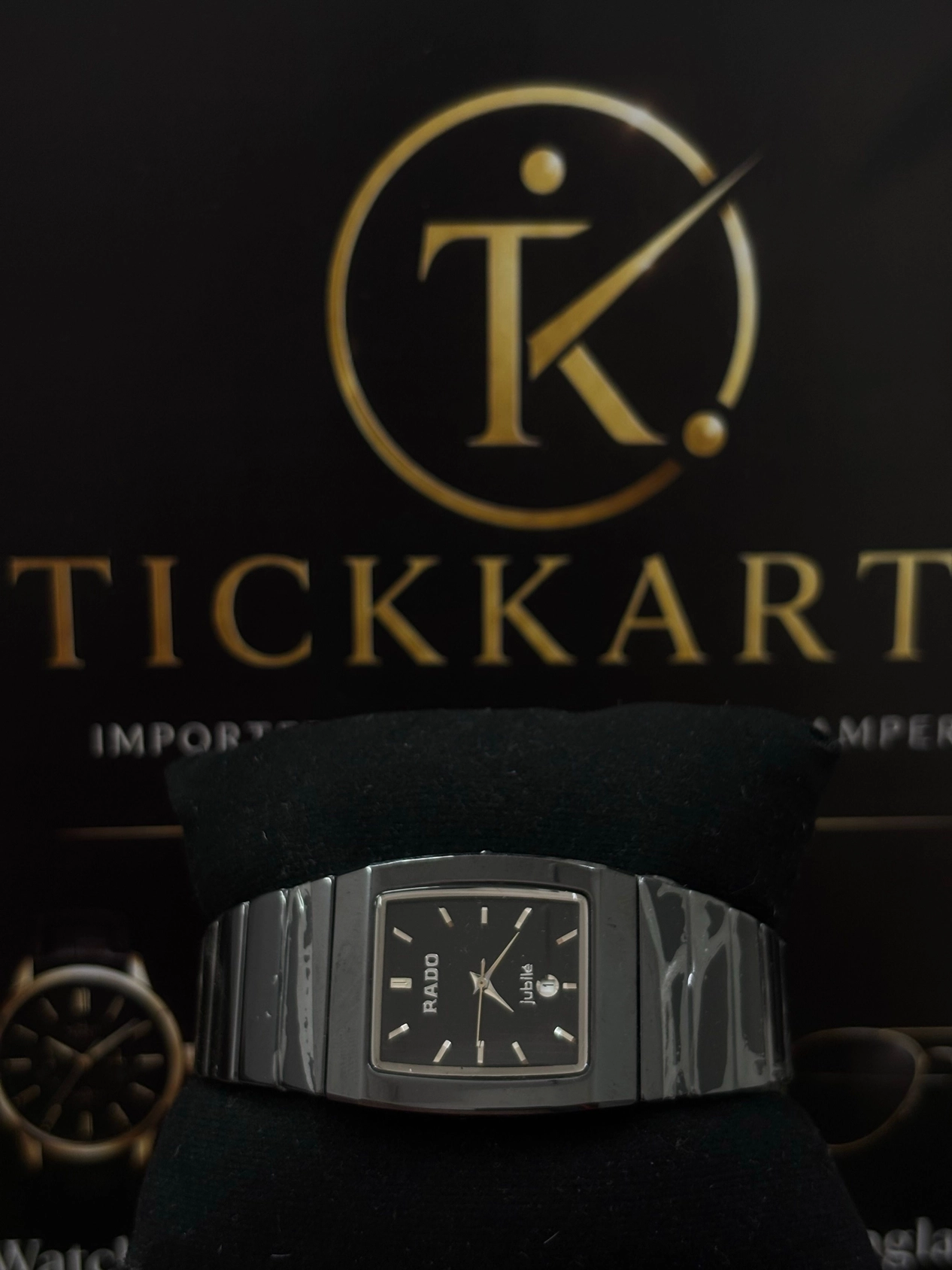 Tickkart Rectangle Ceramic Rad0 Unisex Black Silver 1