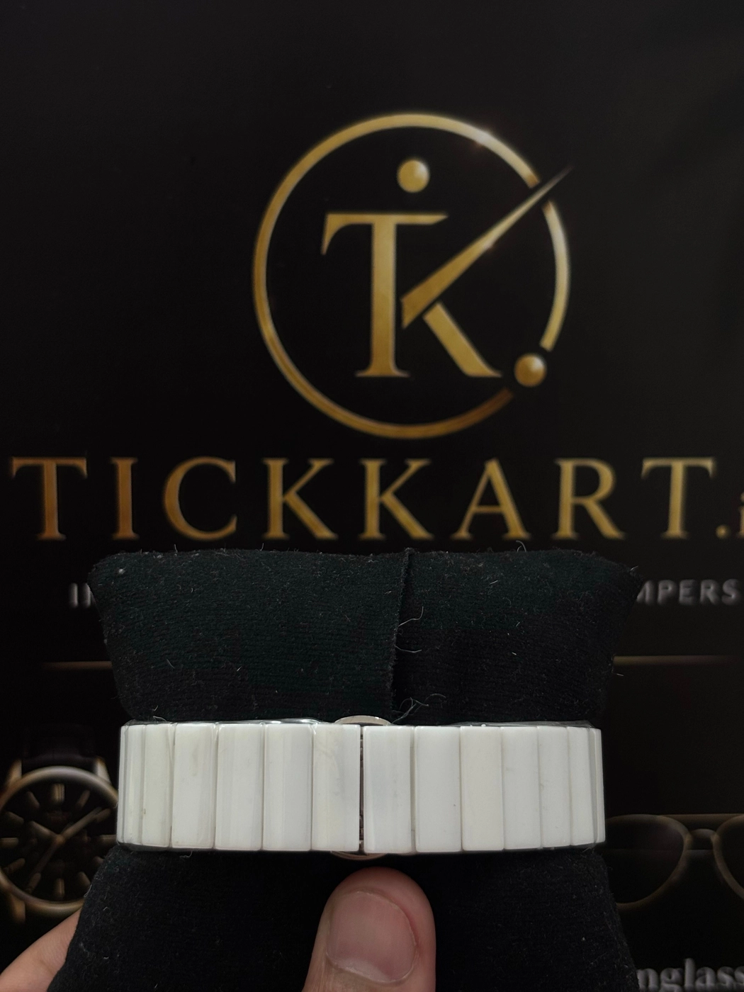 Tickkart Rectangle Ceramic Rad0 Unisex White Silver 3