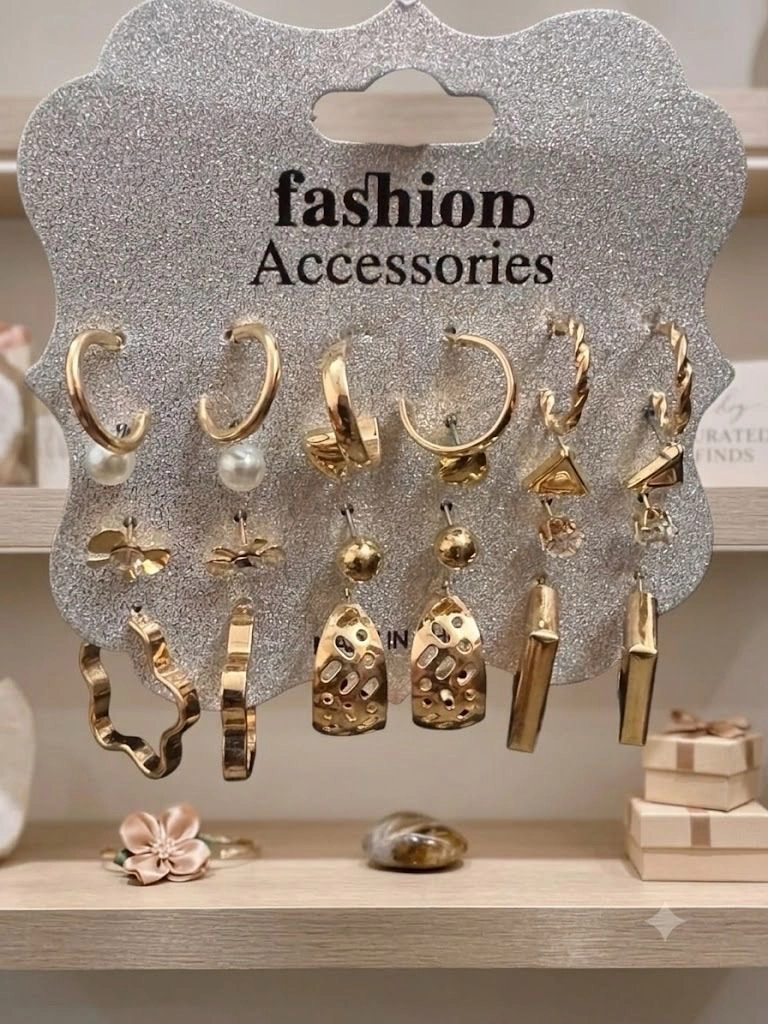 6-Pair Gold-Tone Fashion Earring Set 1