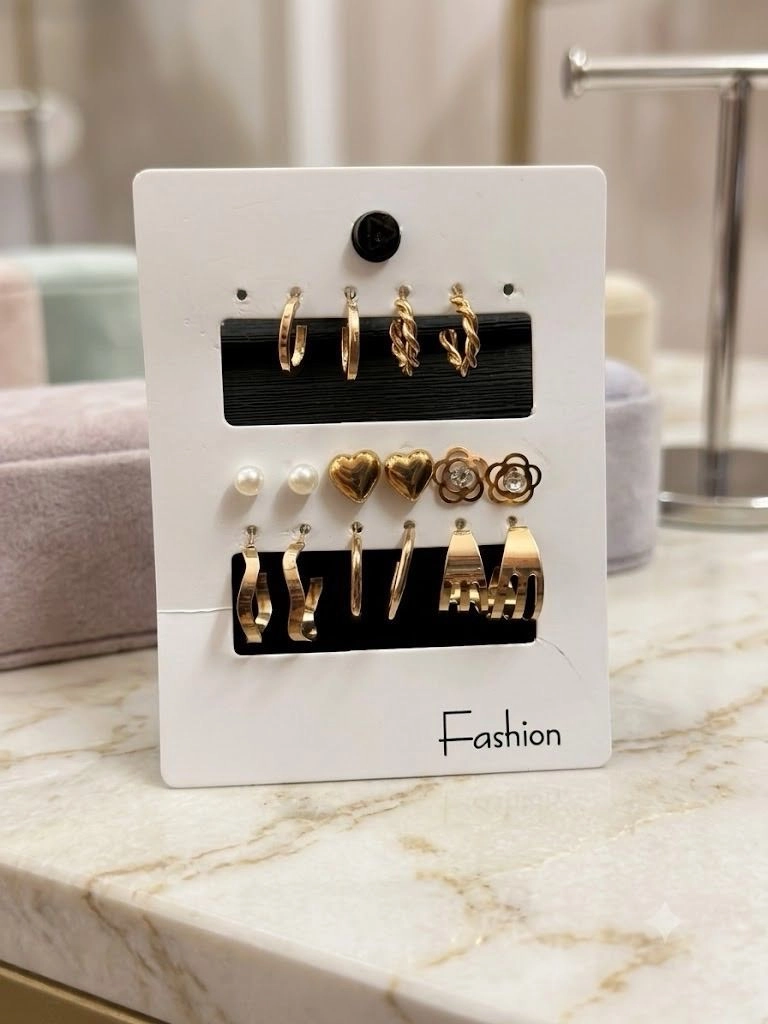 Gold Tone Hoop & Stud Earring Multipack set (8 Set) 1