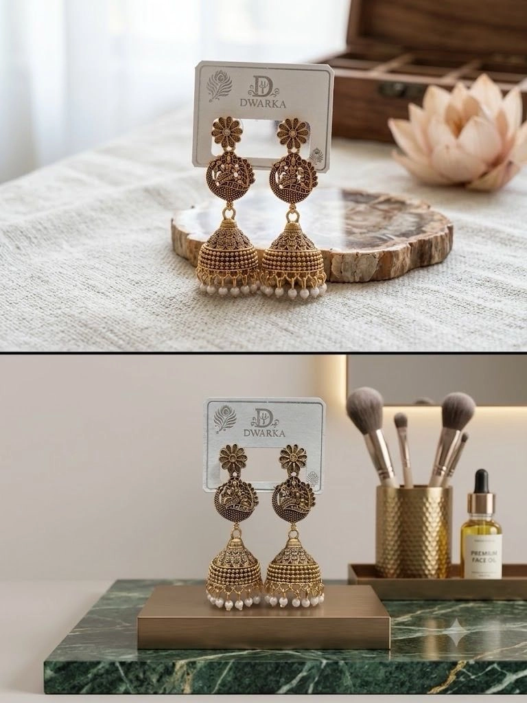 Antique Gold Lakshmi Temple Jhumka 2