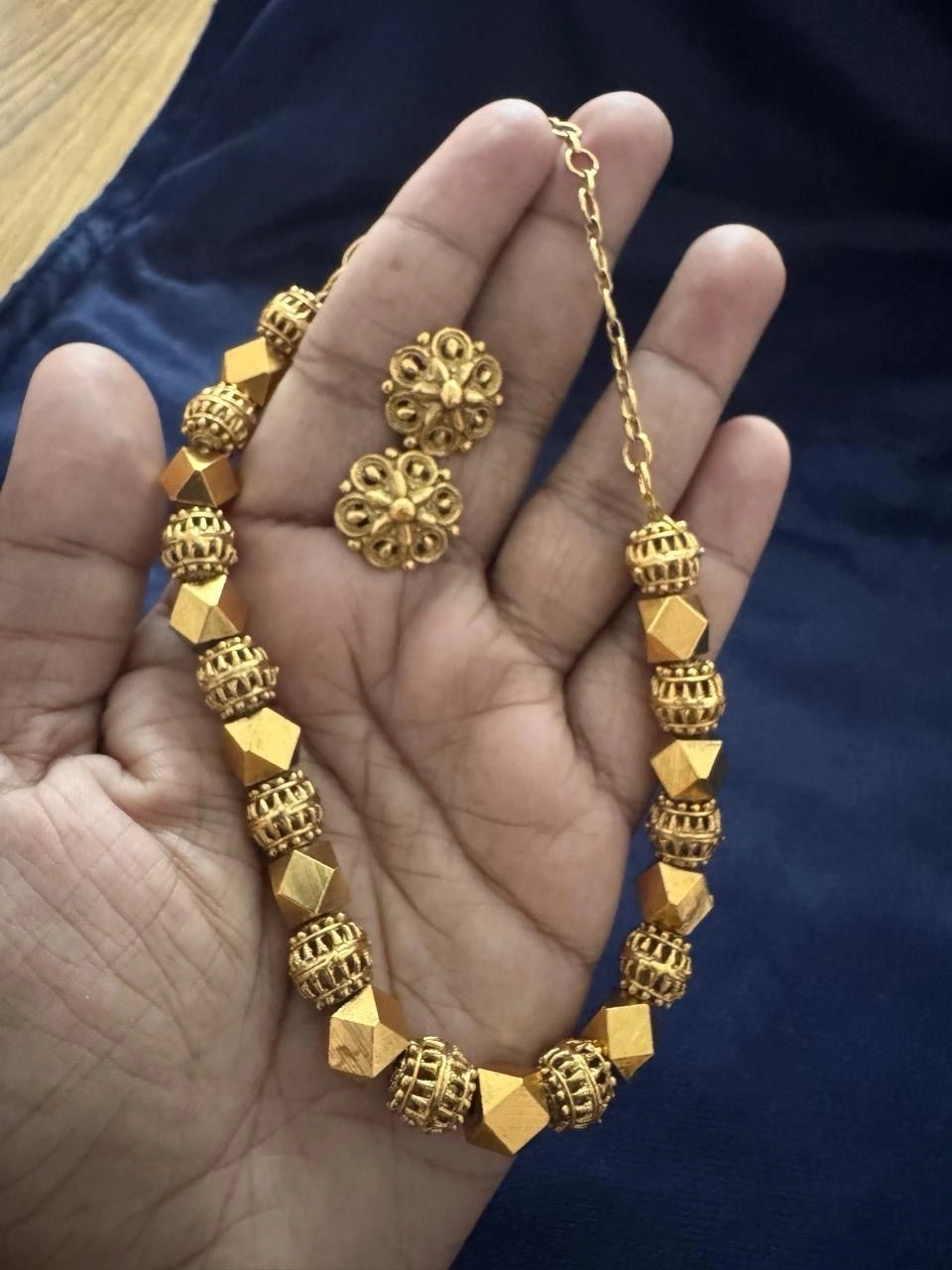 Antique Geometric Gold Bead Set 3