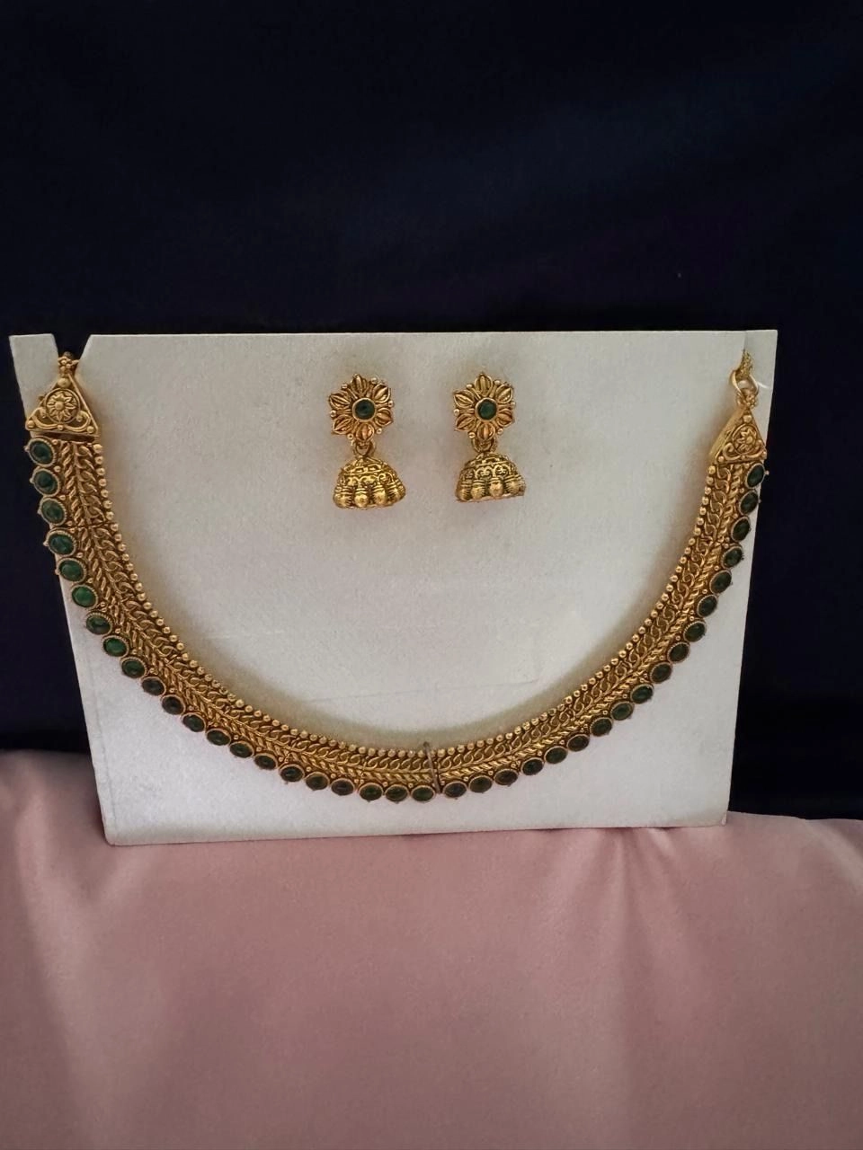Antique Finish Gold-Plated Necklace & Jhumka Set 2