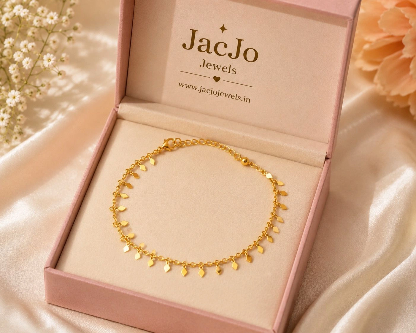 Leaf gold plated Anklet (Kids,small Girls) 1
