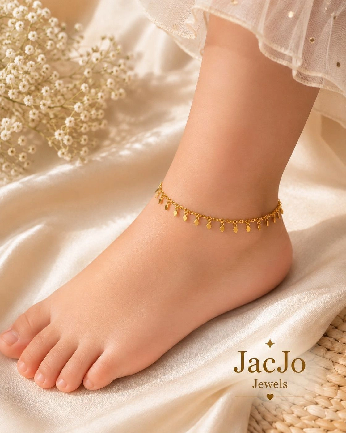 Leaf gold plated Anklet (Kids,small Girls) 2