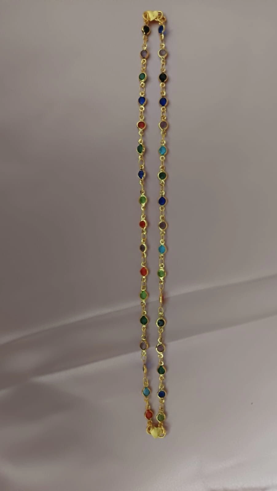 Kids Multicolor Stone Gold-Plated Anklet 3