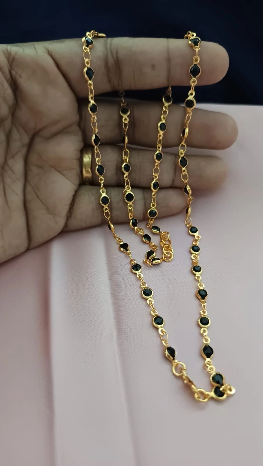 Black Stone Gold-Plated Anklet (Women) 4