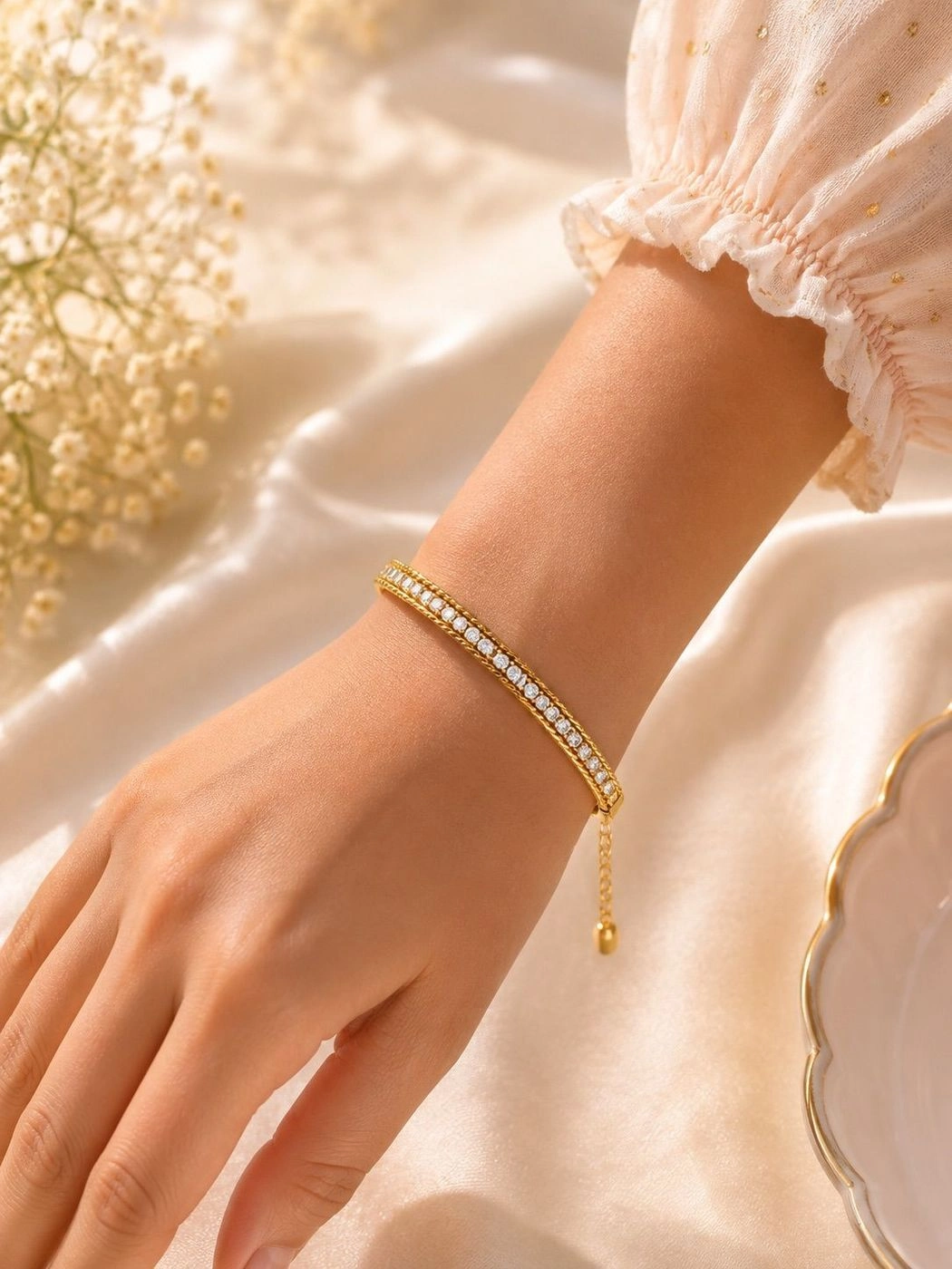 Gold-Plated Crystal Stone Bracelet 1