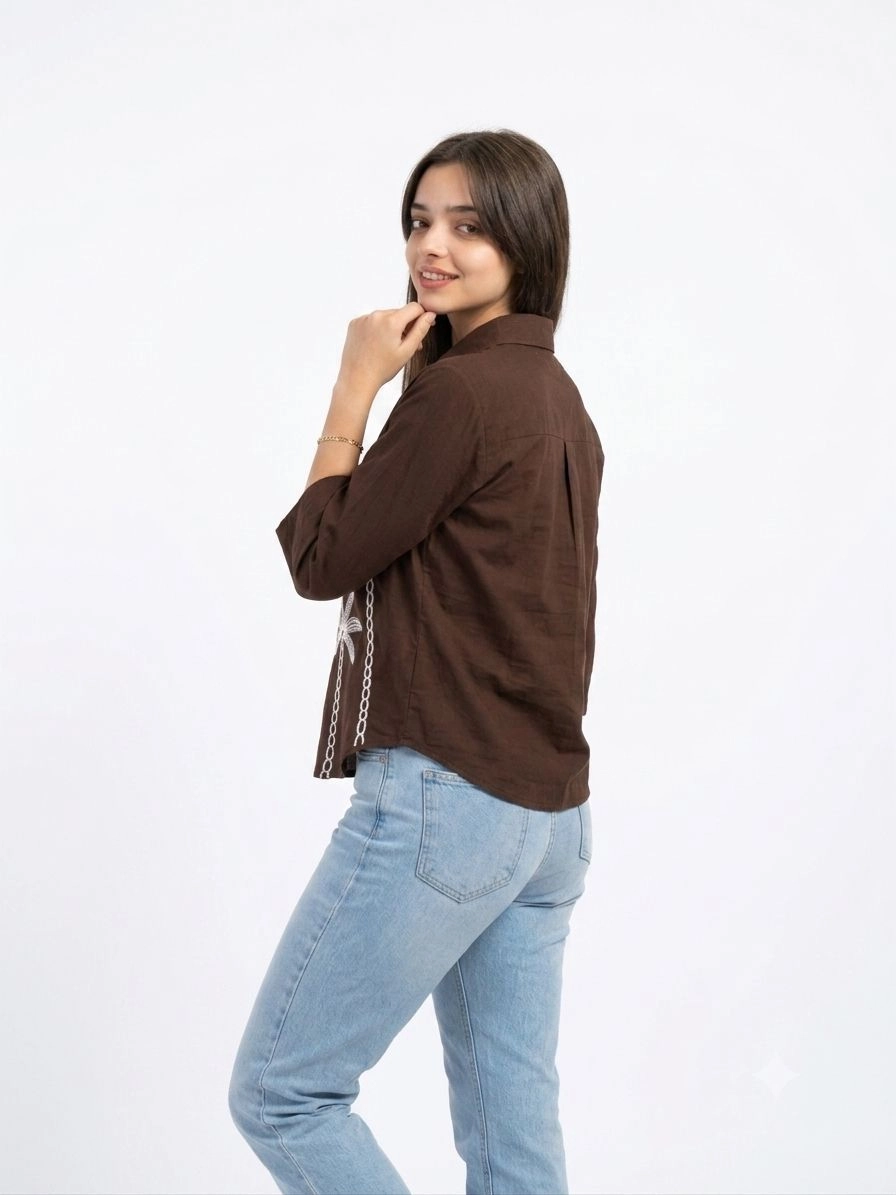 Palm printed short top 2