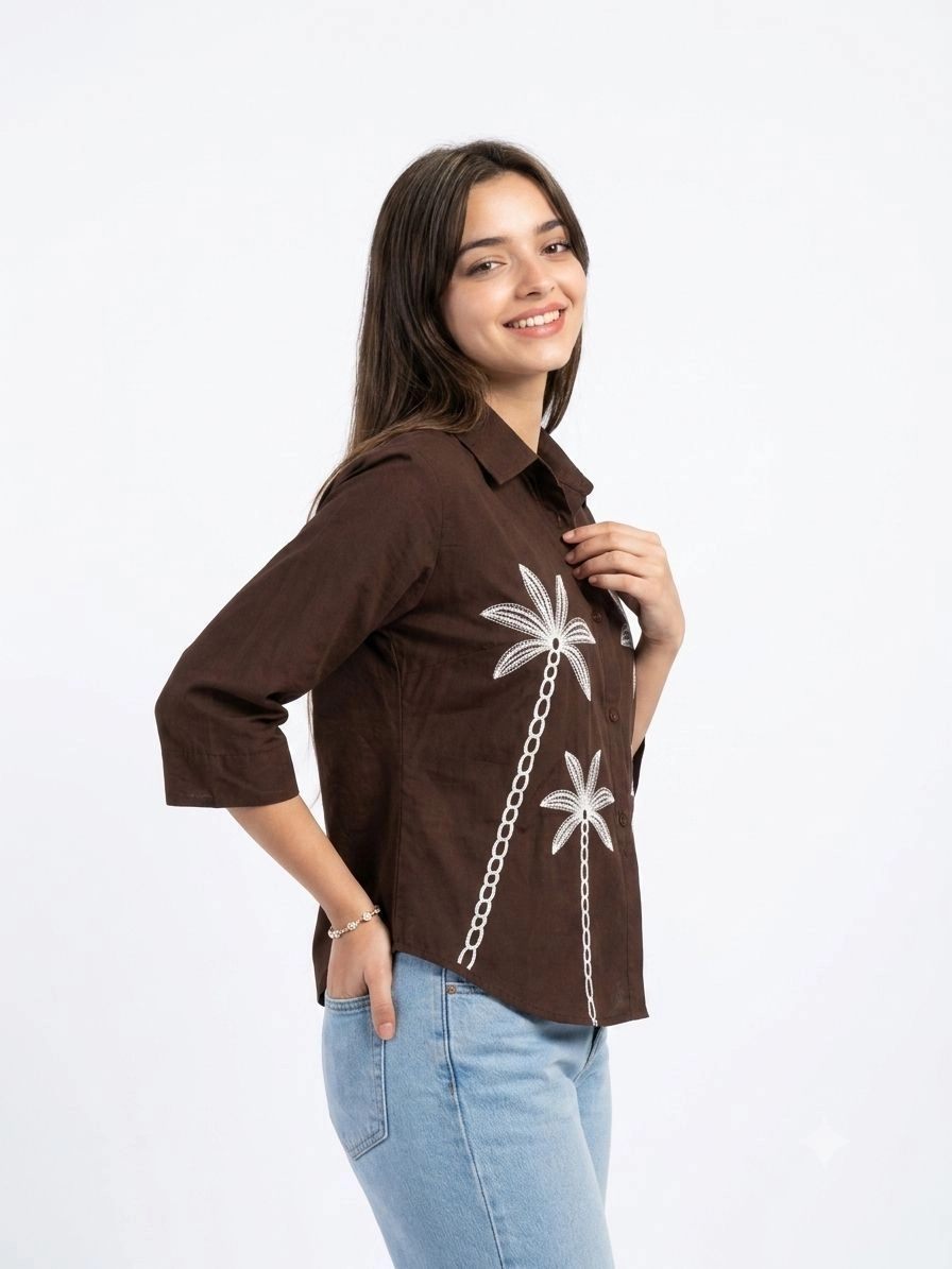 Palm printed short top 3
