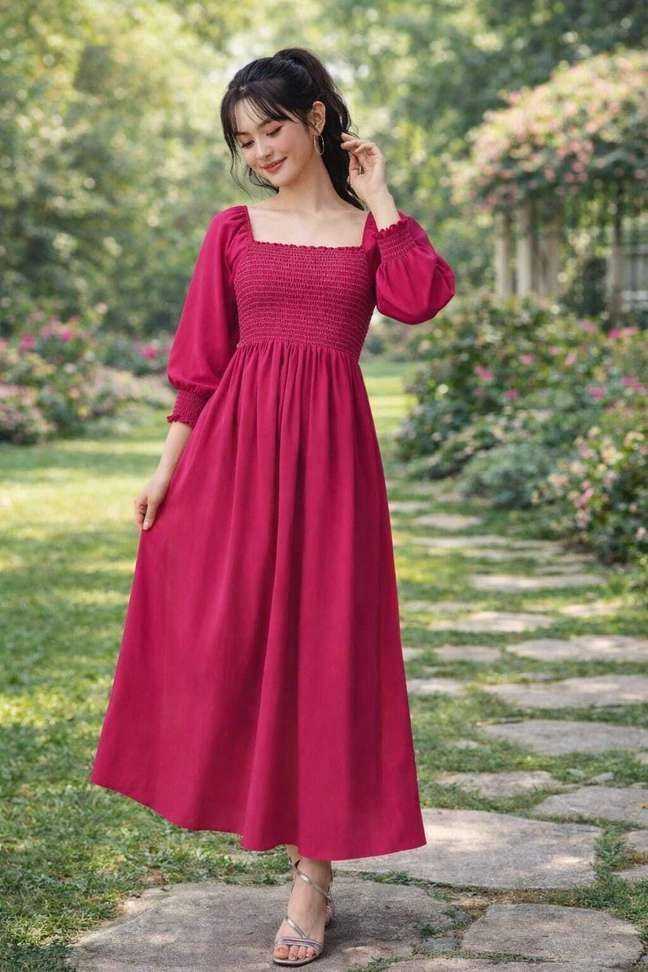 Sidha Apparels Women Maxi Pink Dress 1